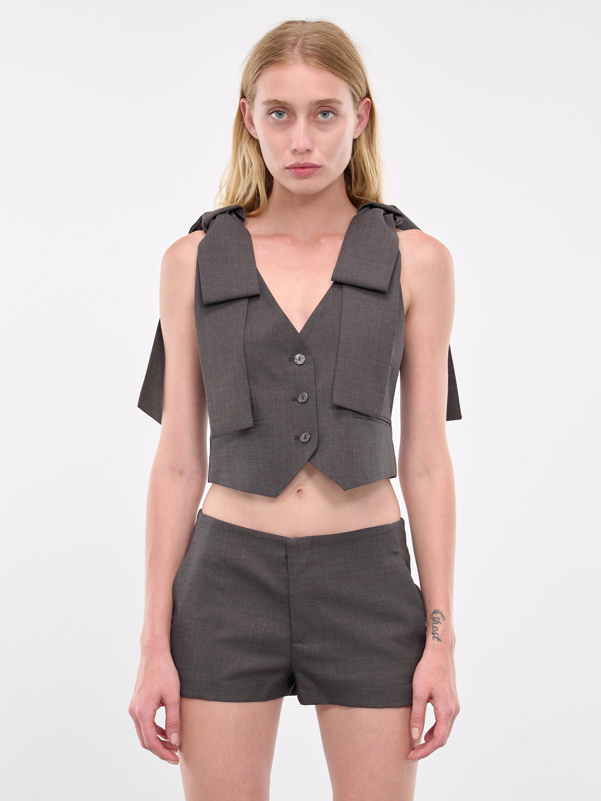 Self-Tie Wool Vest (A42-2B082A-N0968-CASTLEROCK)