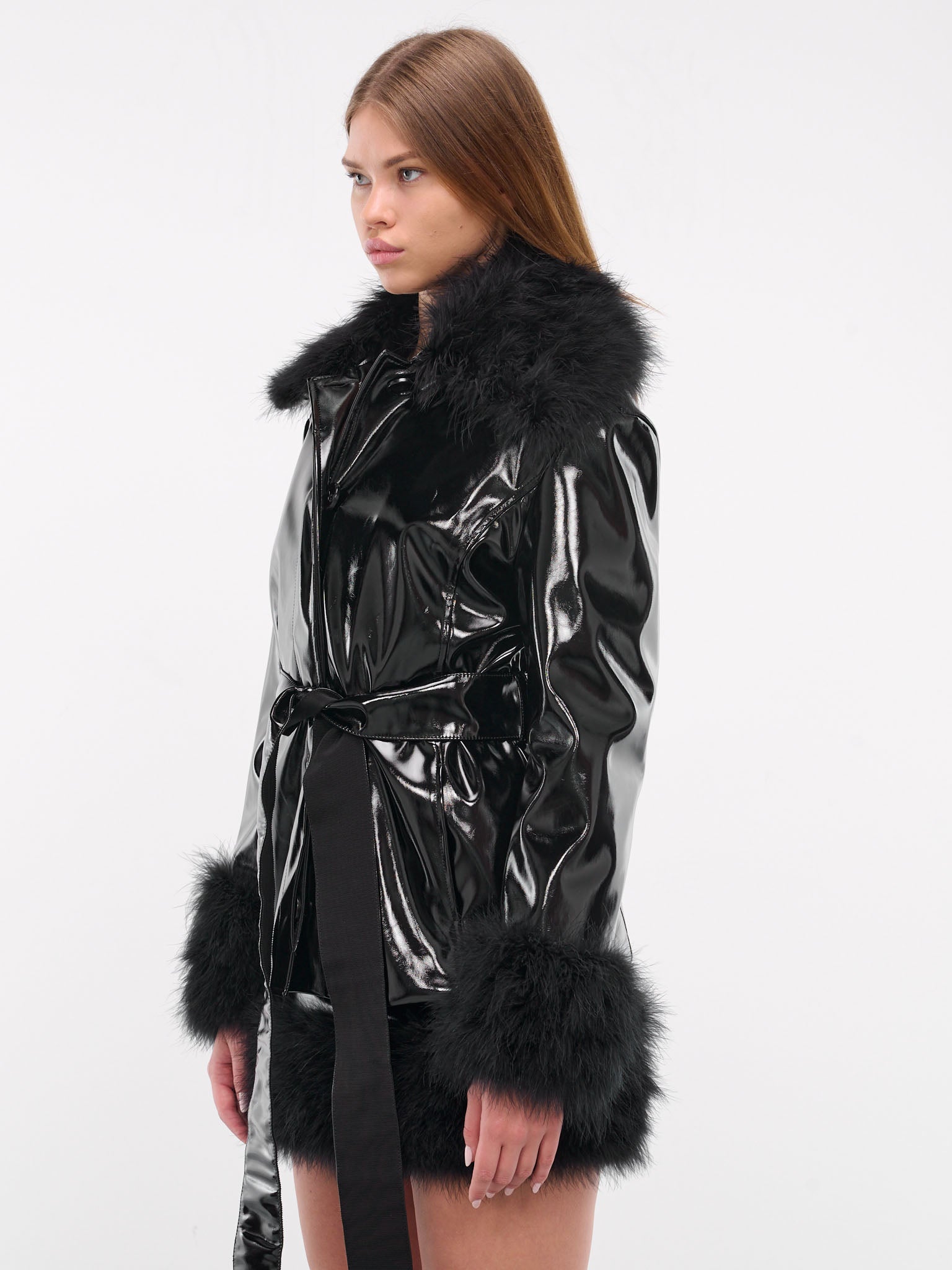 BLUMARINE Patent Faux Leather Coat | H. Lorenzo - side