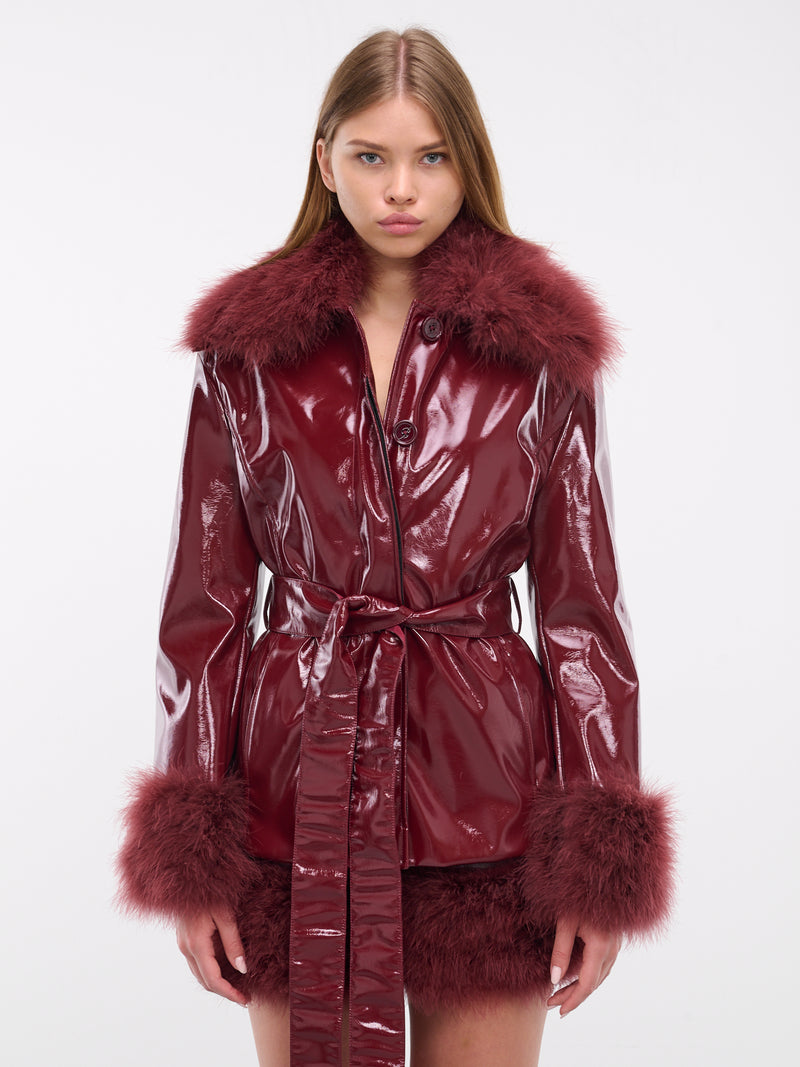 BLUMARINE Patent Faux Leather Coat | H. Lorenzo - front