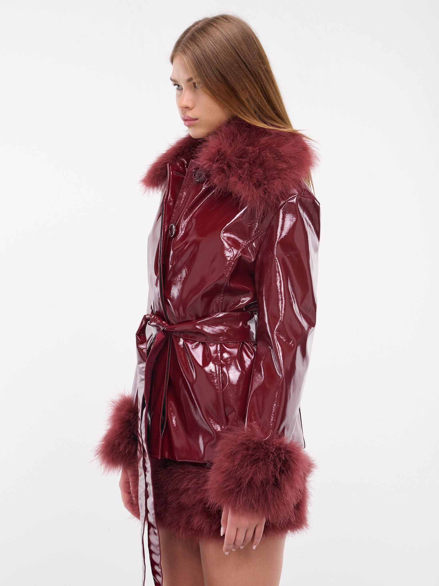 BLUMARINE Patent Faux Leather Coat | H. Lorenzo - side