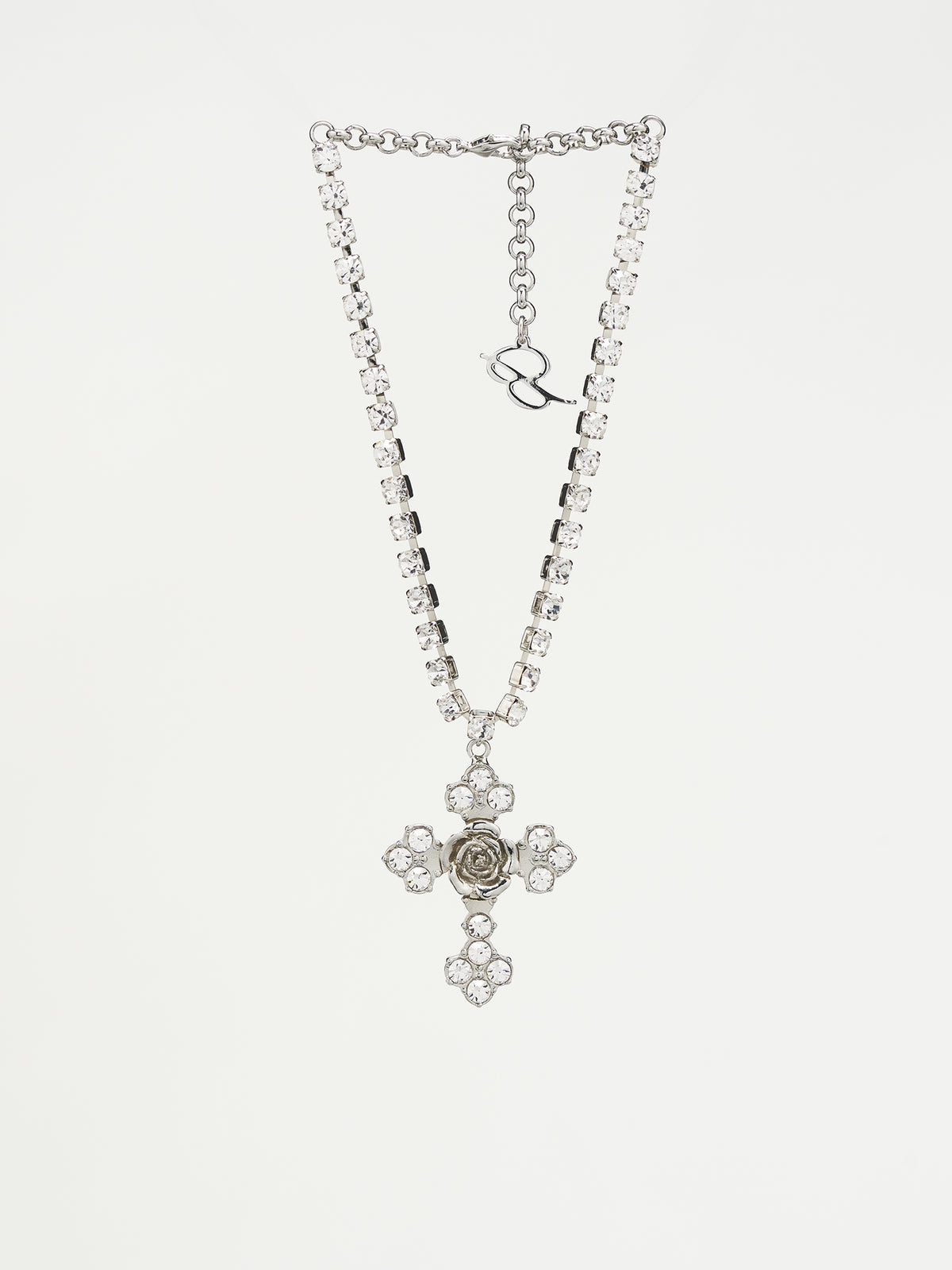 Rose Cross Necklace (A42-2W273A-NIKEL-CRYSTAL)