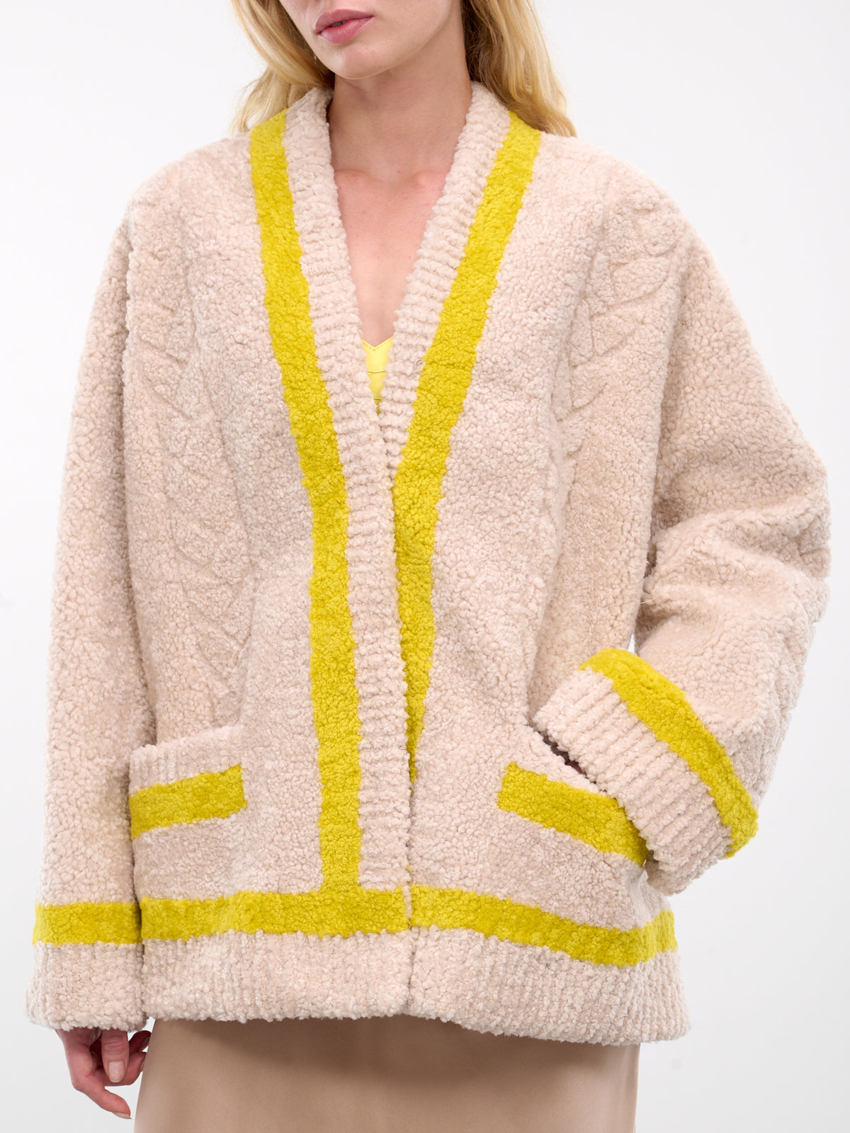 Shearling Coat (A44-4L034A-P8062-BEIGE-YELLOW)