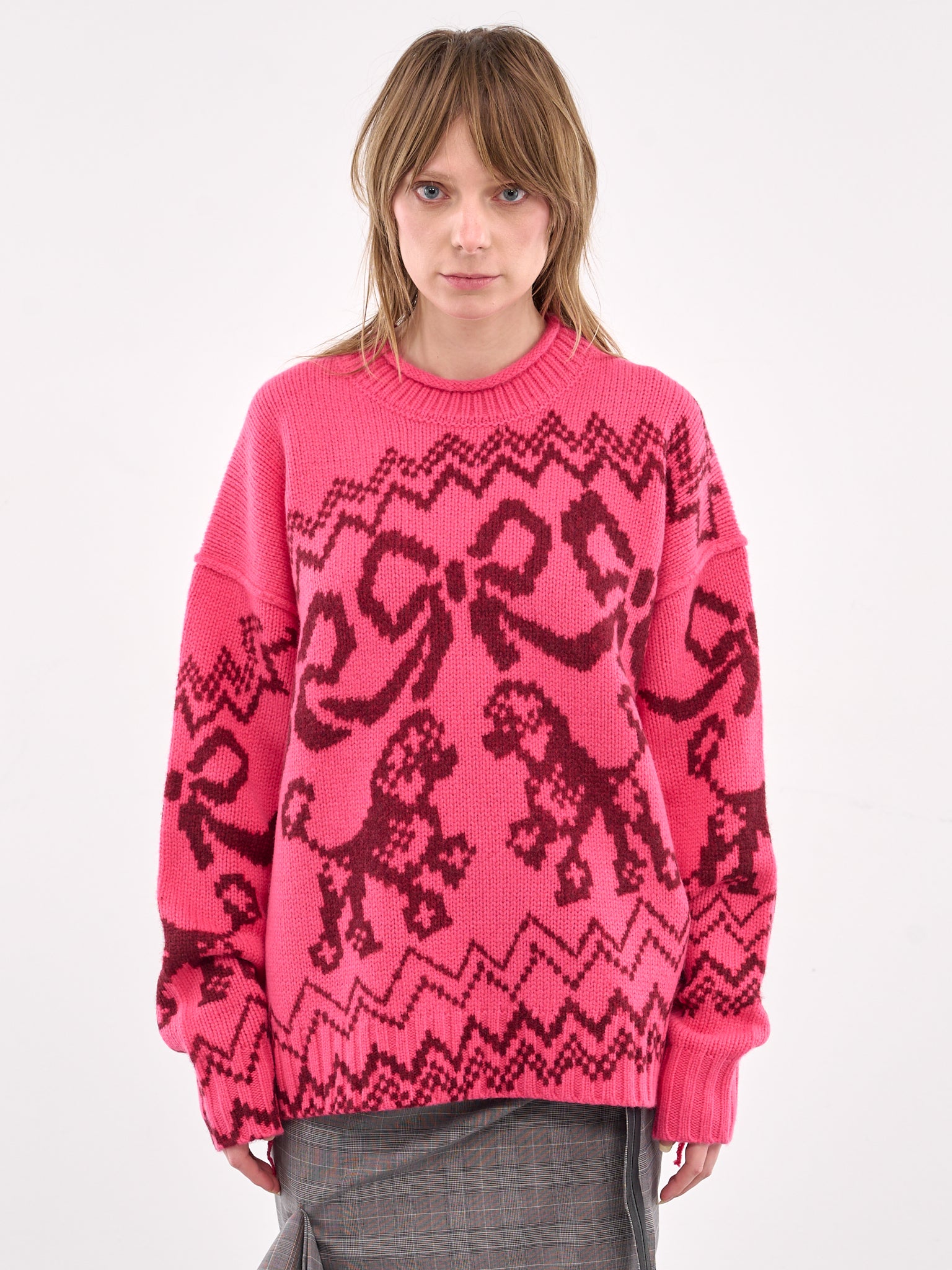 Jacquard Sweater (A60560-PINK-RED)