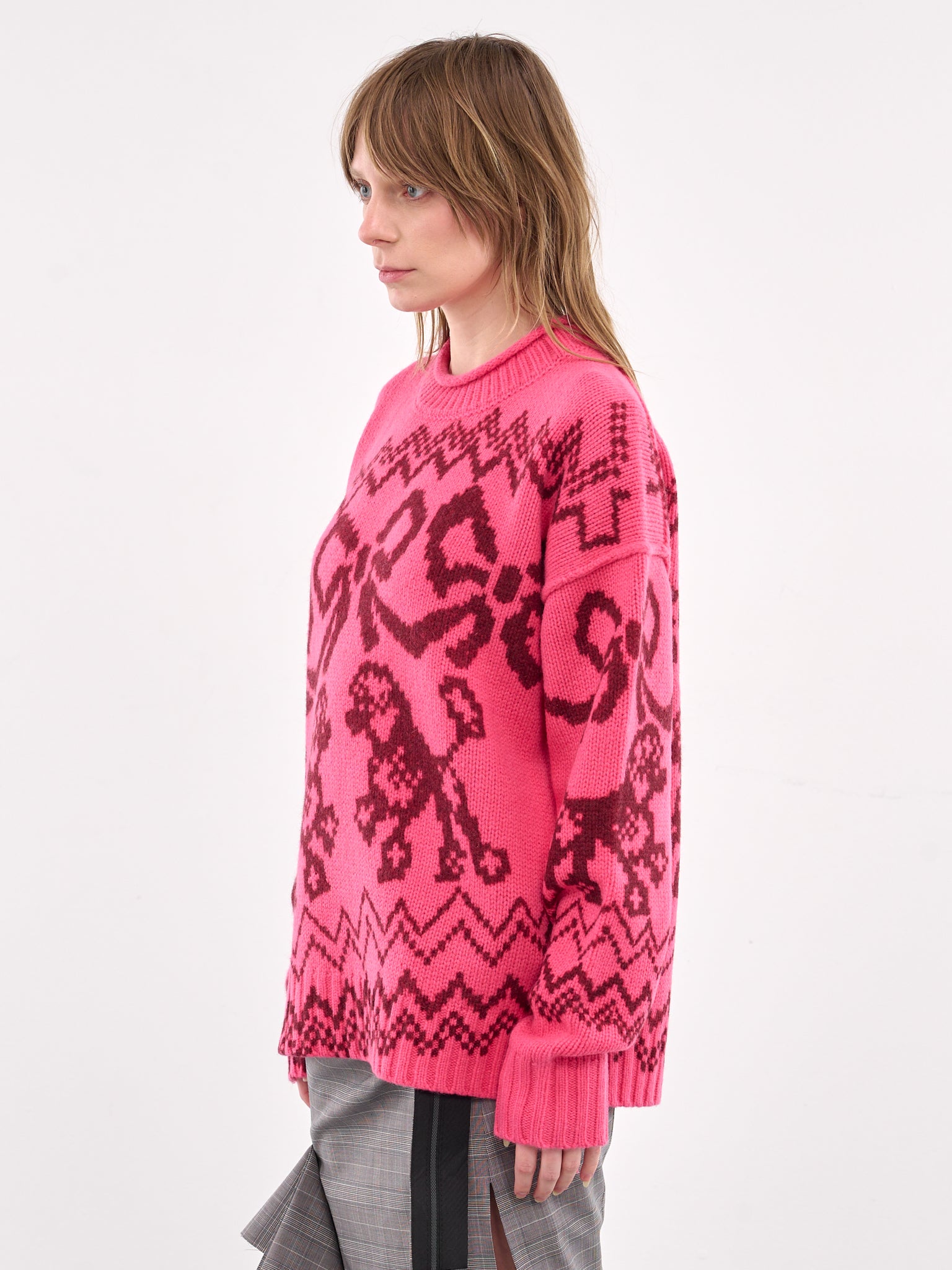 Jacquard Sweater (A60560-PINK-RED)