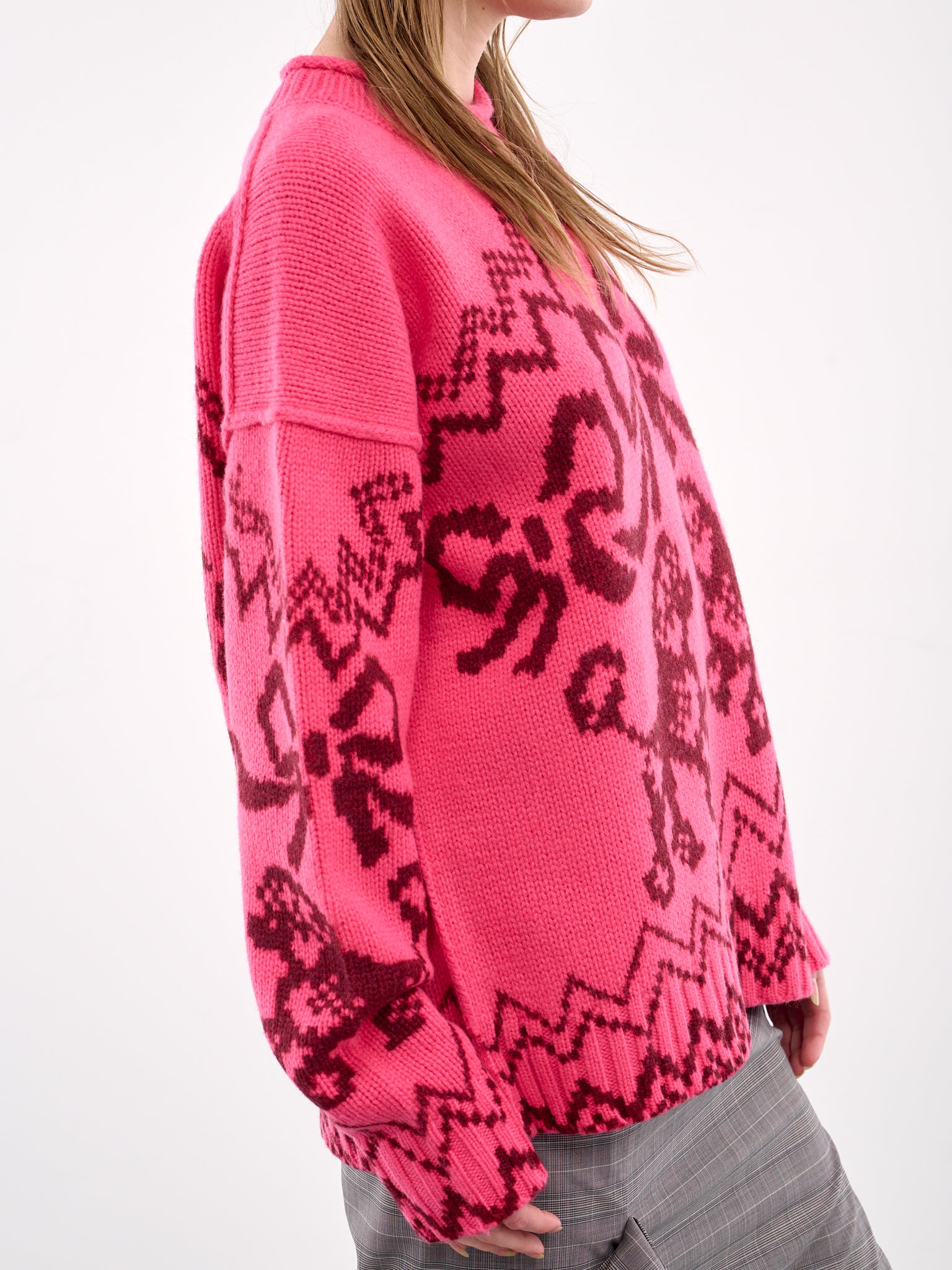 Jacquard Sweater (A60560-PINK-RED)