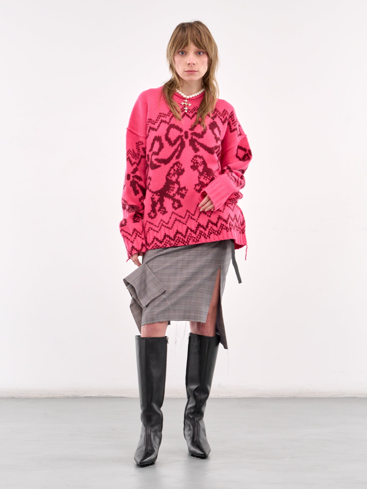 Jacquard Sweater (A60560-PINK-RED)