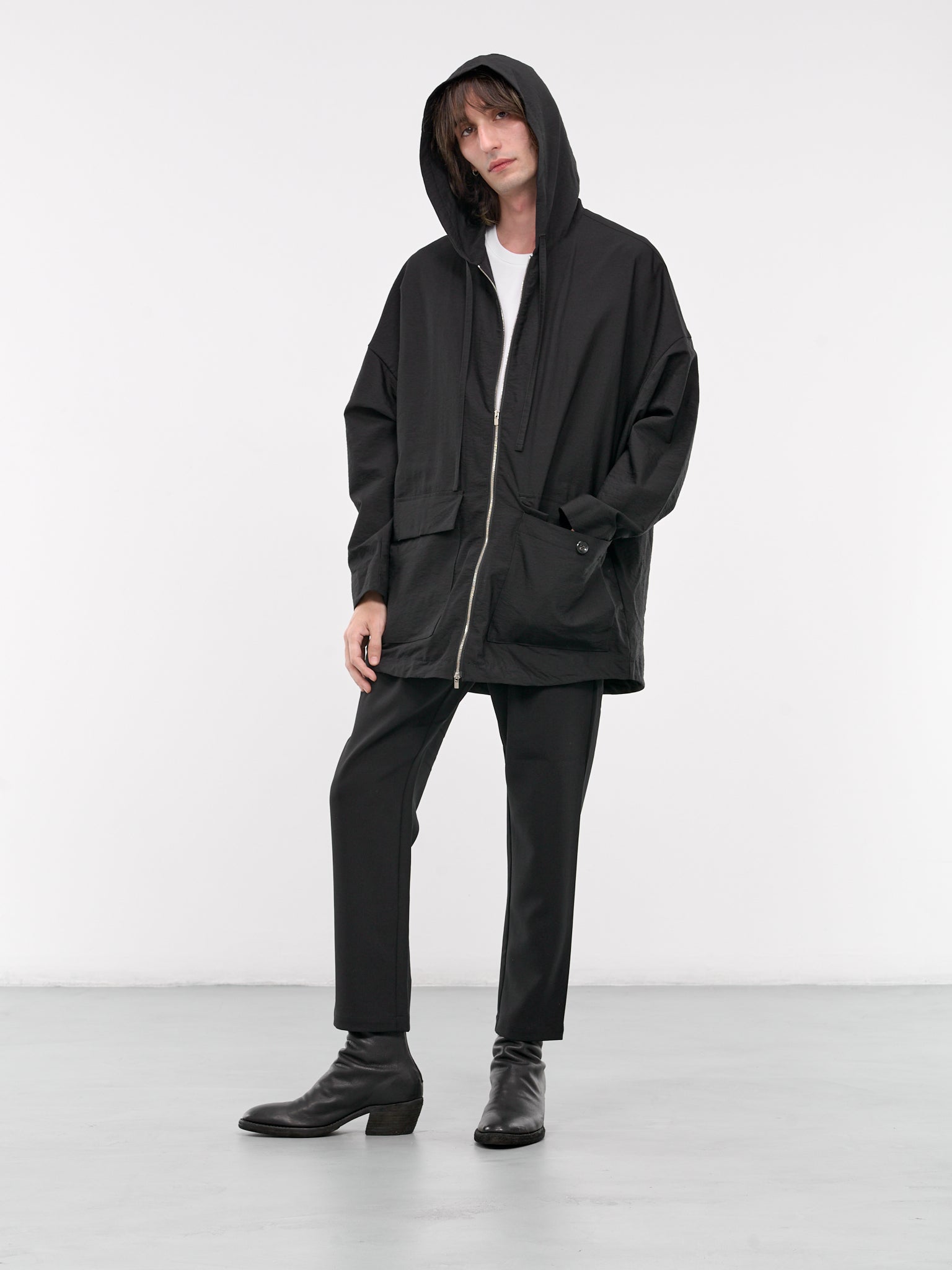 Zip-Up Cargo Hoodie (AB42-029-BLACK)