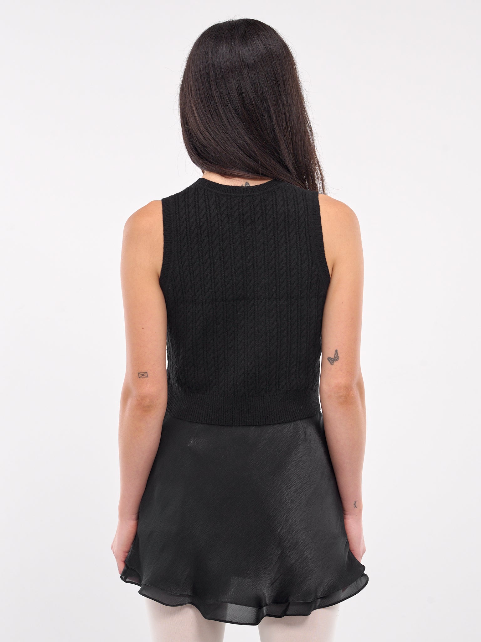 Embellished Sleeveless Knit Tank (TO19-RTI068-BLACK)