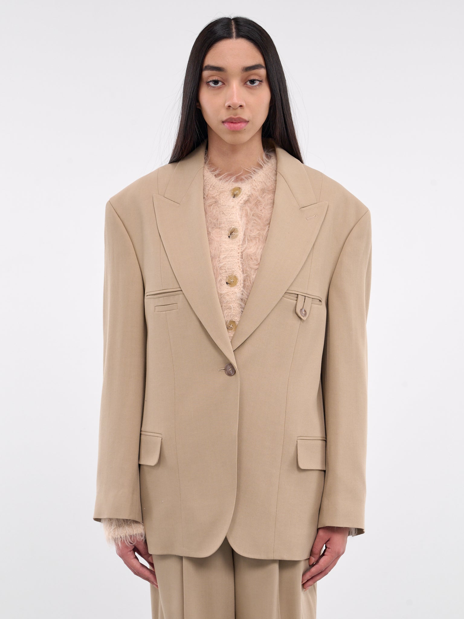 Peaked Lapel Blazer (AH0302-CAMEL-BEIGE)