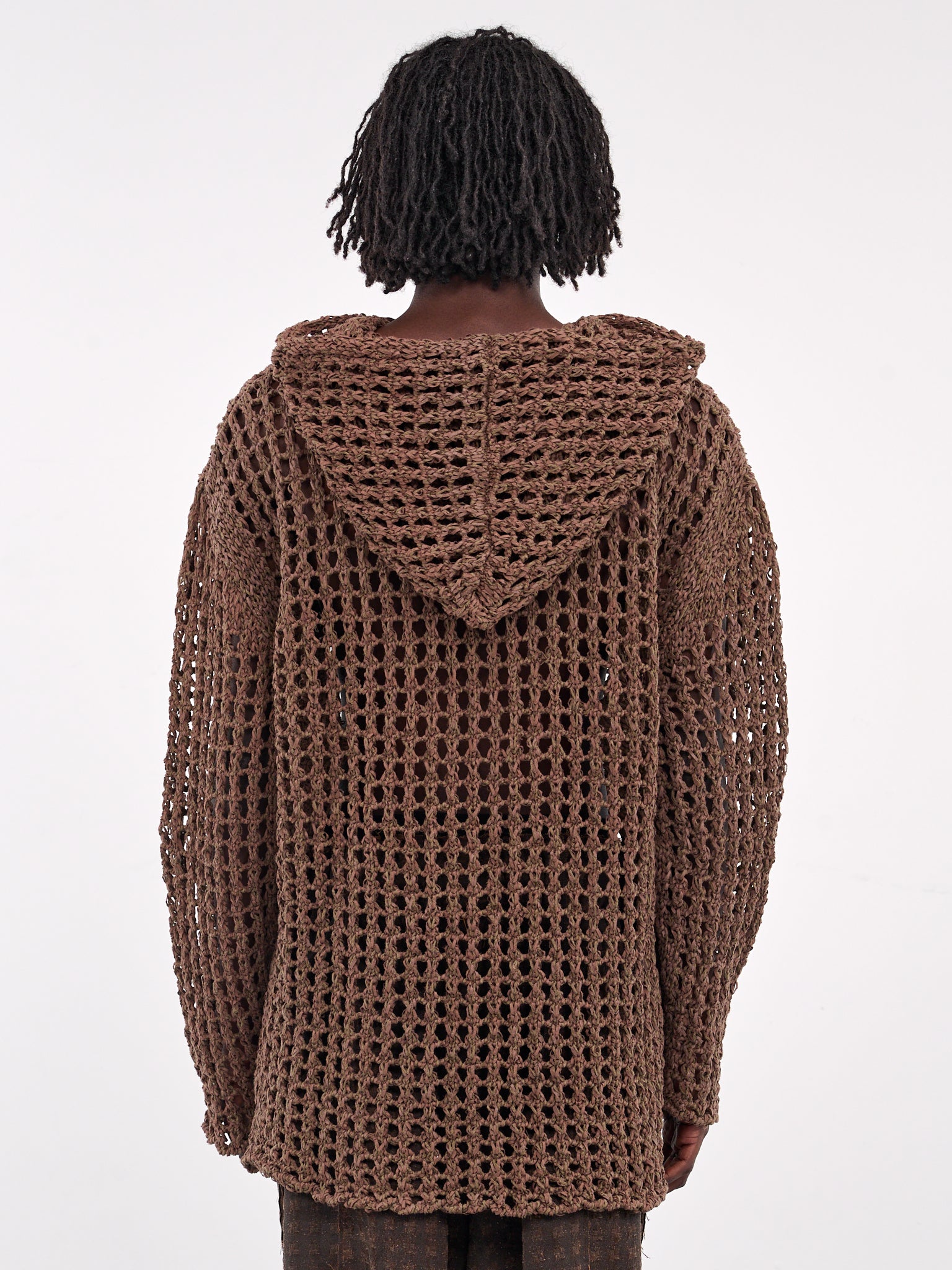 Textured Mesh Knit Hoodie (AIR05N002-BROWN)