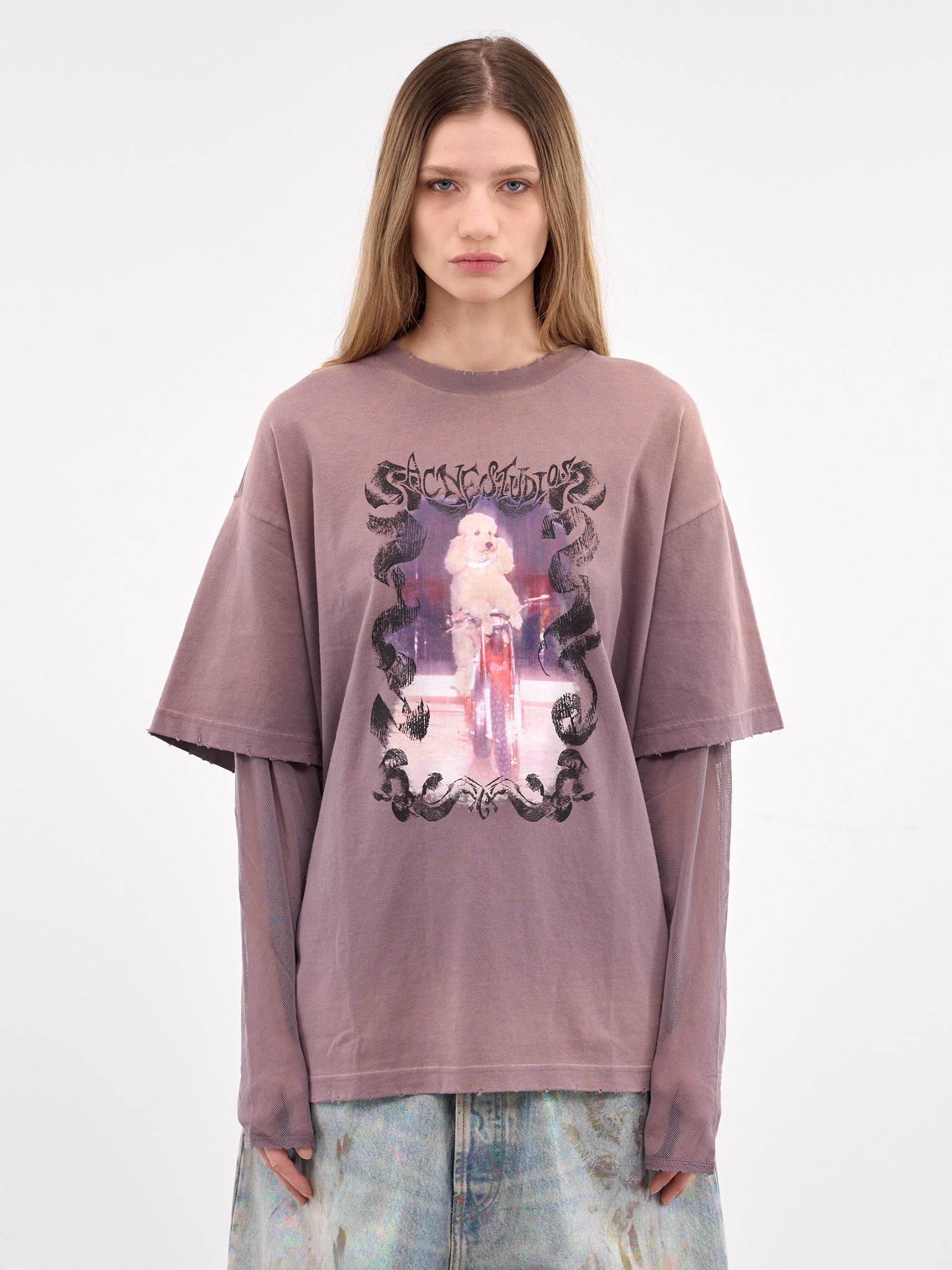 Layered Print Long Sleeve Tee (AL0454-DARK-MAUVE)