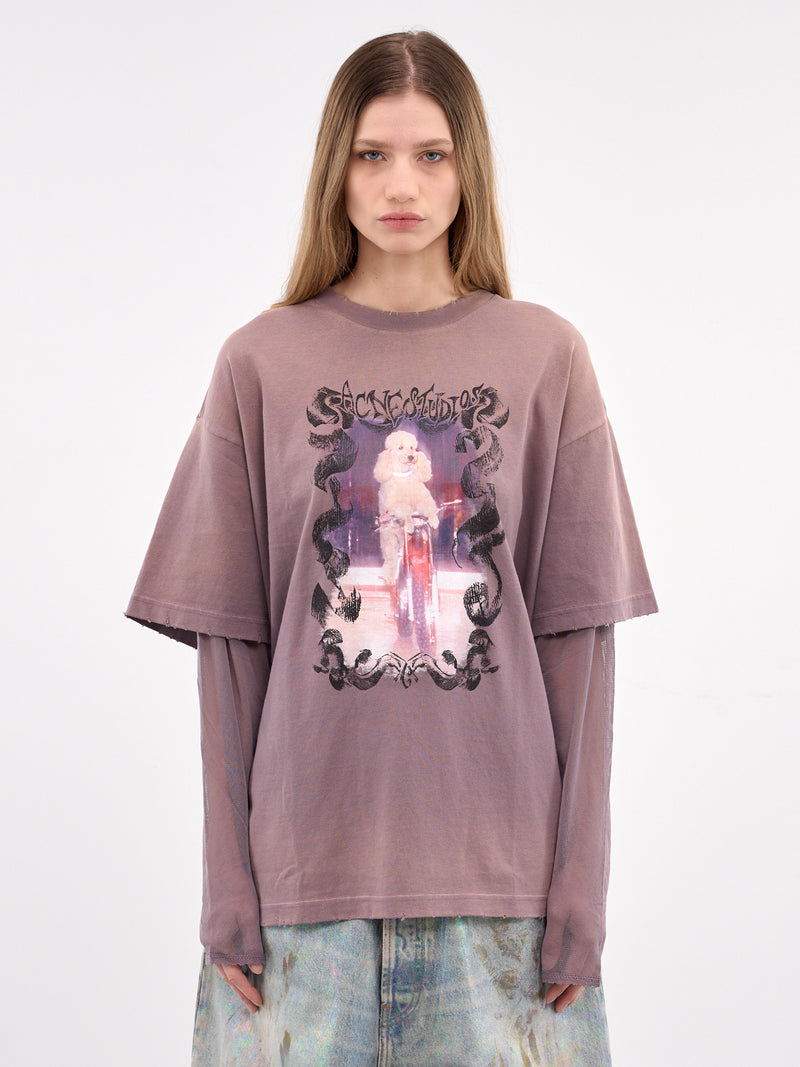 Layered Print Long Sleeve Tee (AL0454-DARK-MAUVE)