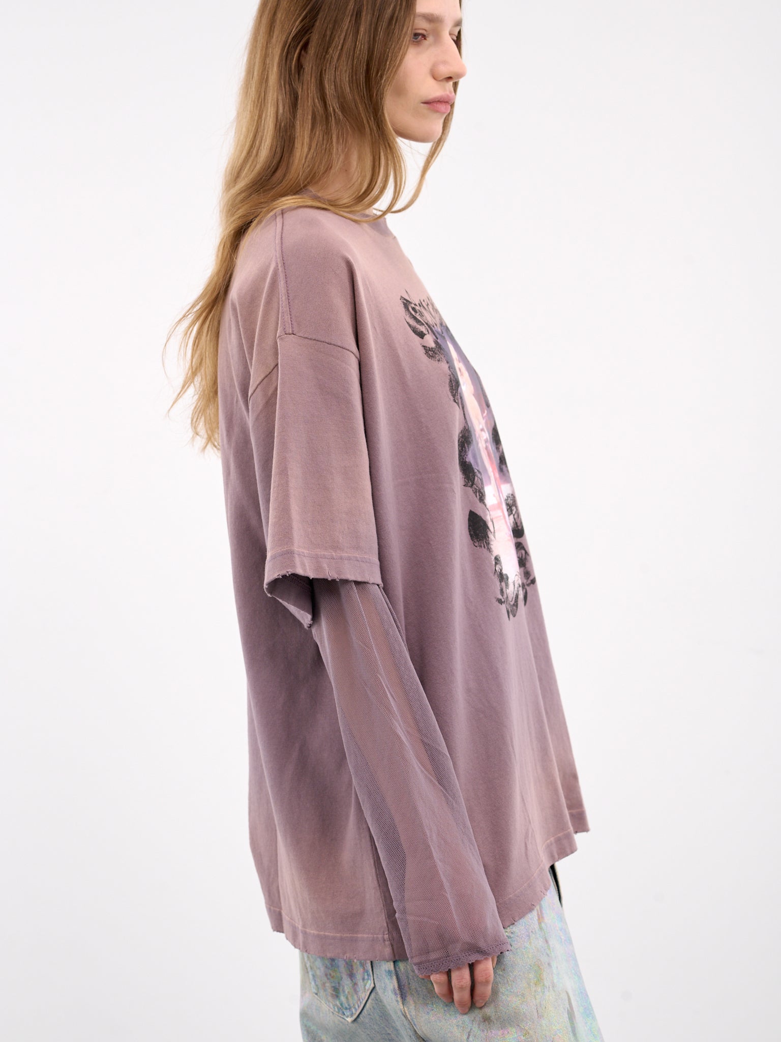 Layered Print Long Sleeve Tee (AL0454-DARK-MAUVE)