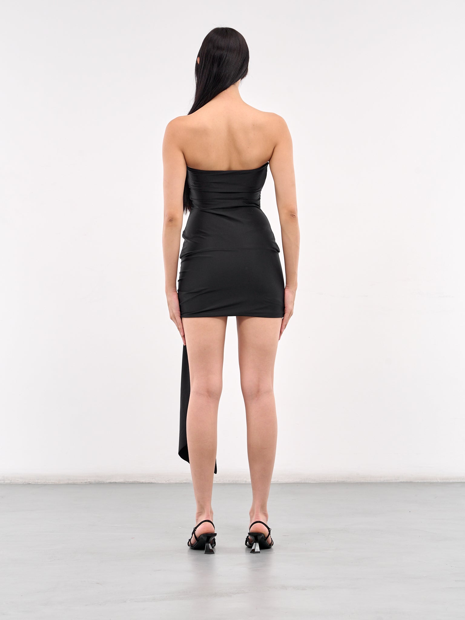 Draped Buckle Mini Dress (AQDRJS04-BS-BLACK)