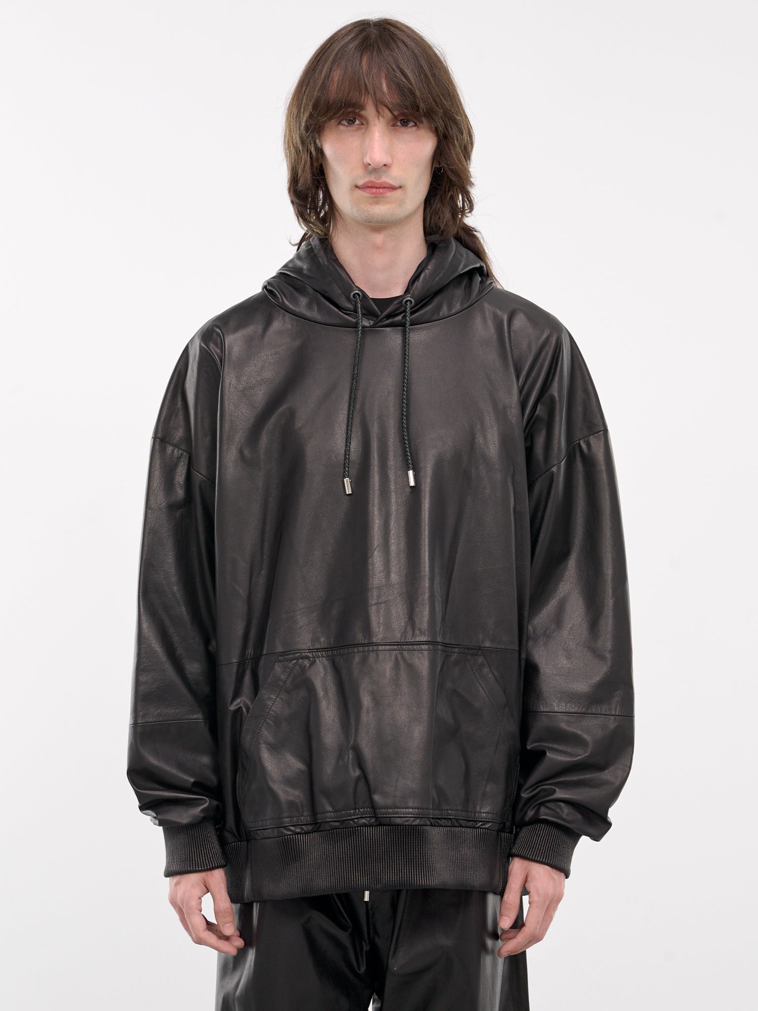 A LEATHER Leather Hoodie | H. Lorenzo - front