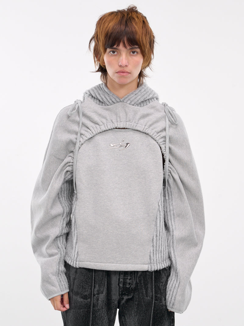 Cut-Out Shirring Hoodie (ATB1193W-GREY)