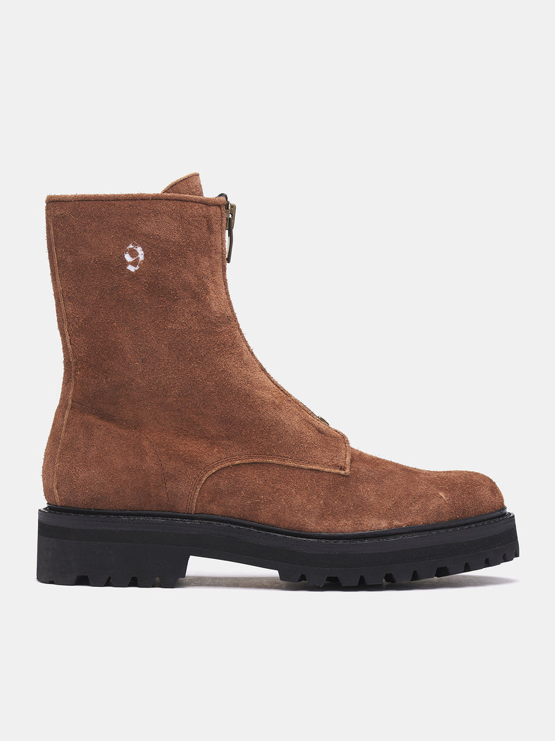 Front Zip Suede Boots (AUS2500-CAMEL-SUEDE)