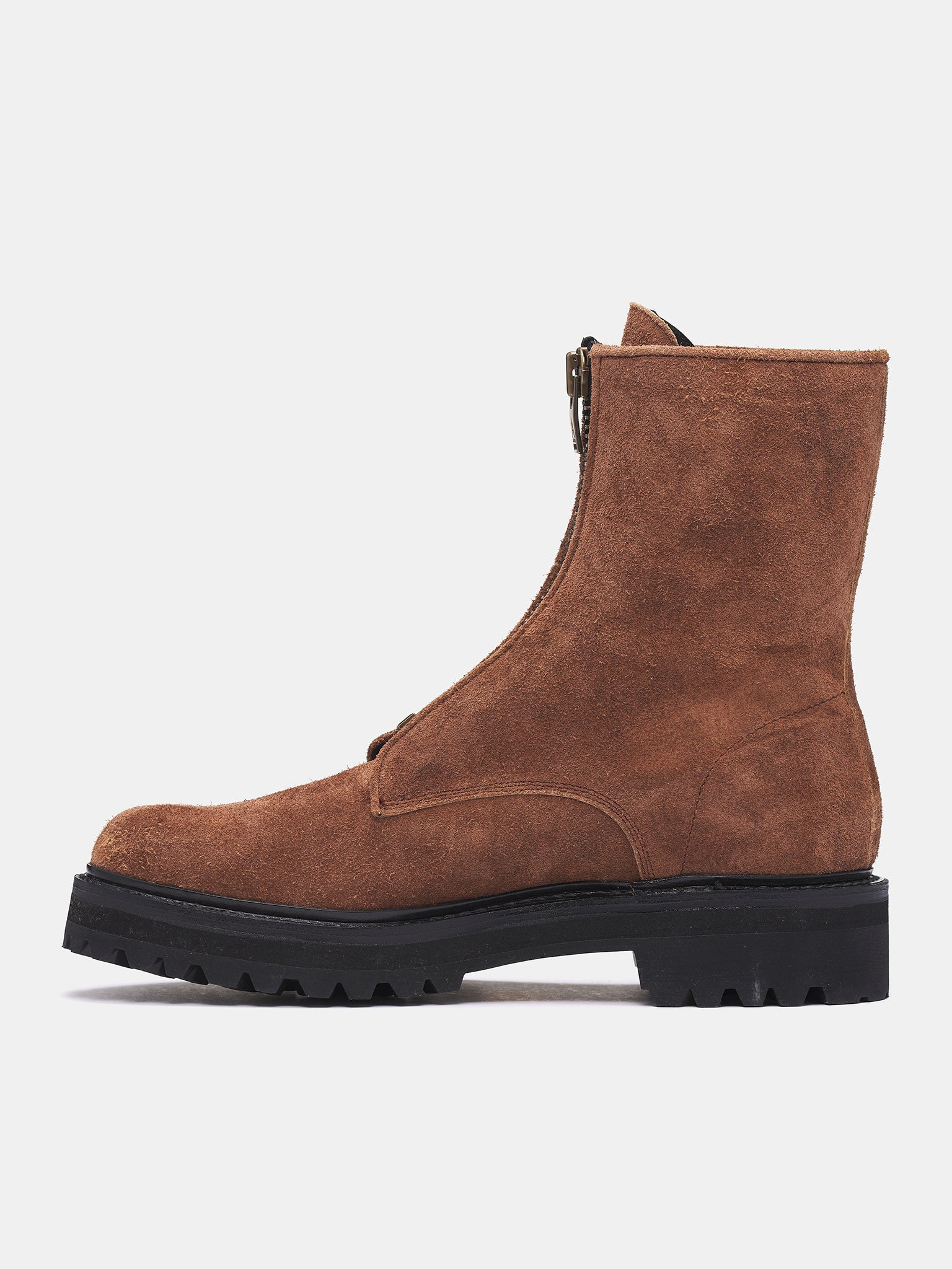 Front Zip Suede Boots (AUS2500-CAMEL-SUEDE)