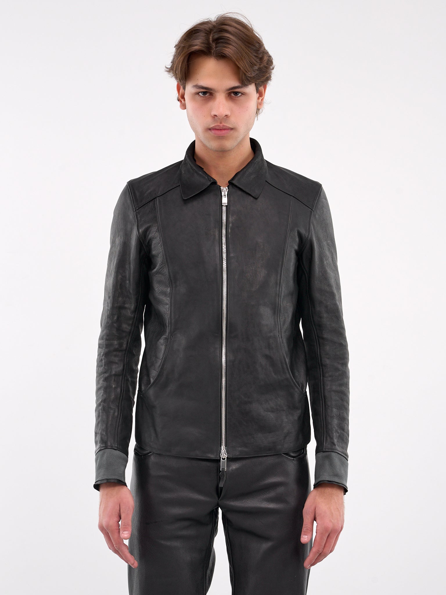 Aviator Leather Jacket (AVM-SOFT-HORSE-FG-BLACK)