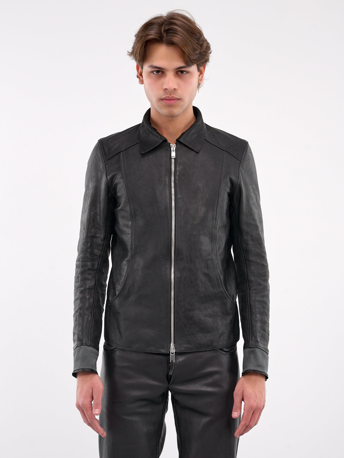 Aviator Leather Jacket (AVM-SOFT-HORSE-FG-BLACK)