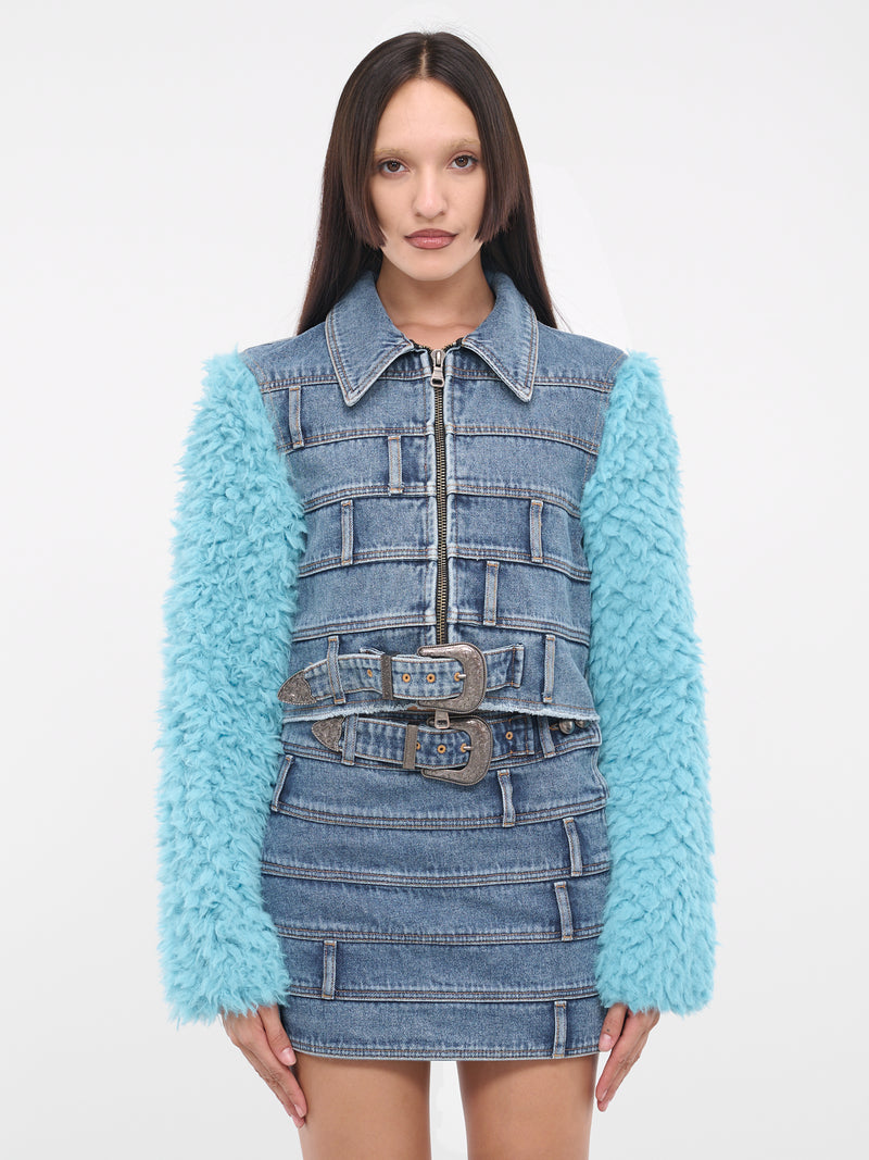 ERL | H.Lorenzo|Star Jacquard Denim Jacket (ERL05J023-BLUE), M / Blue