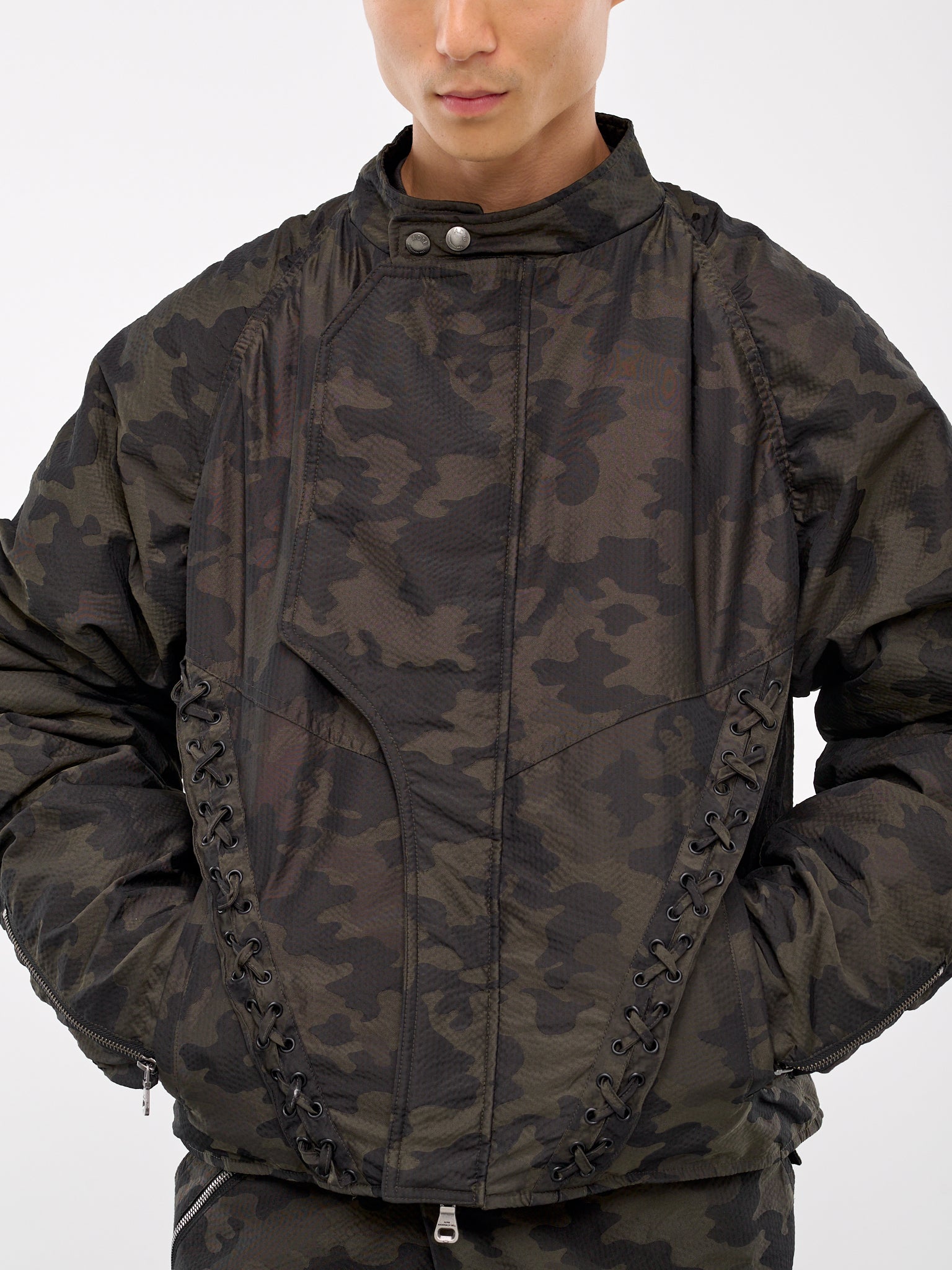 Camouflage Lace-Up Padded Jumper (AWA622M-MULTI)