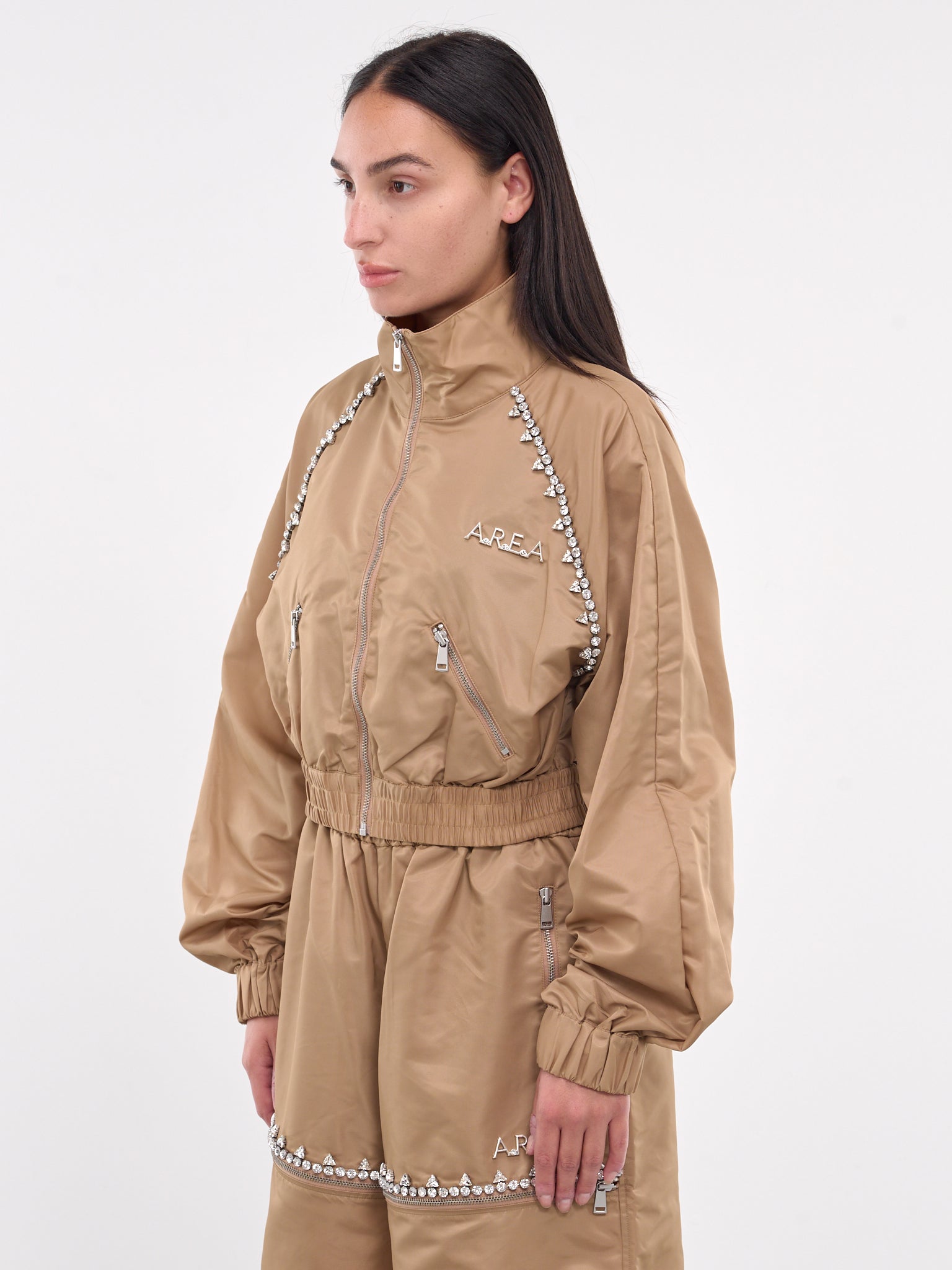 Crystal Trim Track Jacket (AWOU0028FA01-CAMEL)