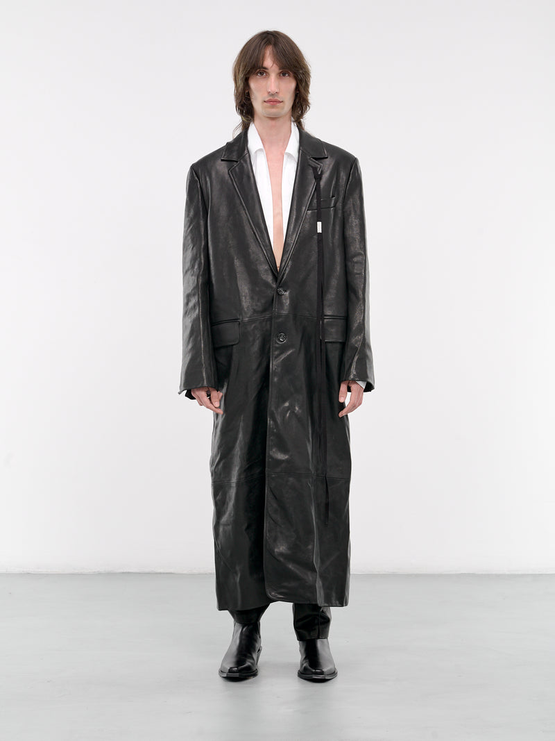 Hakan Tailored Leather Coat (B0012061-LT137-BLACK)