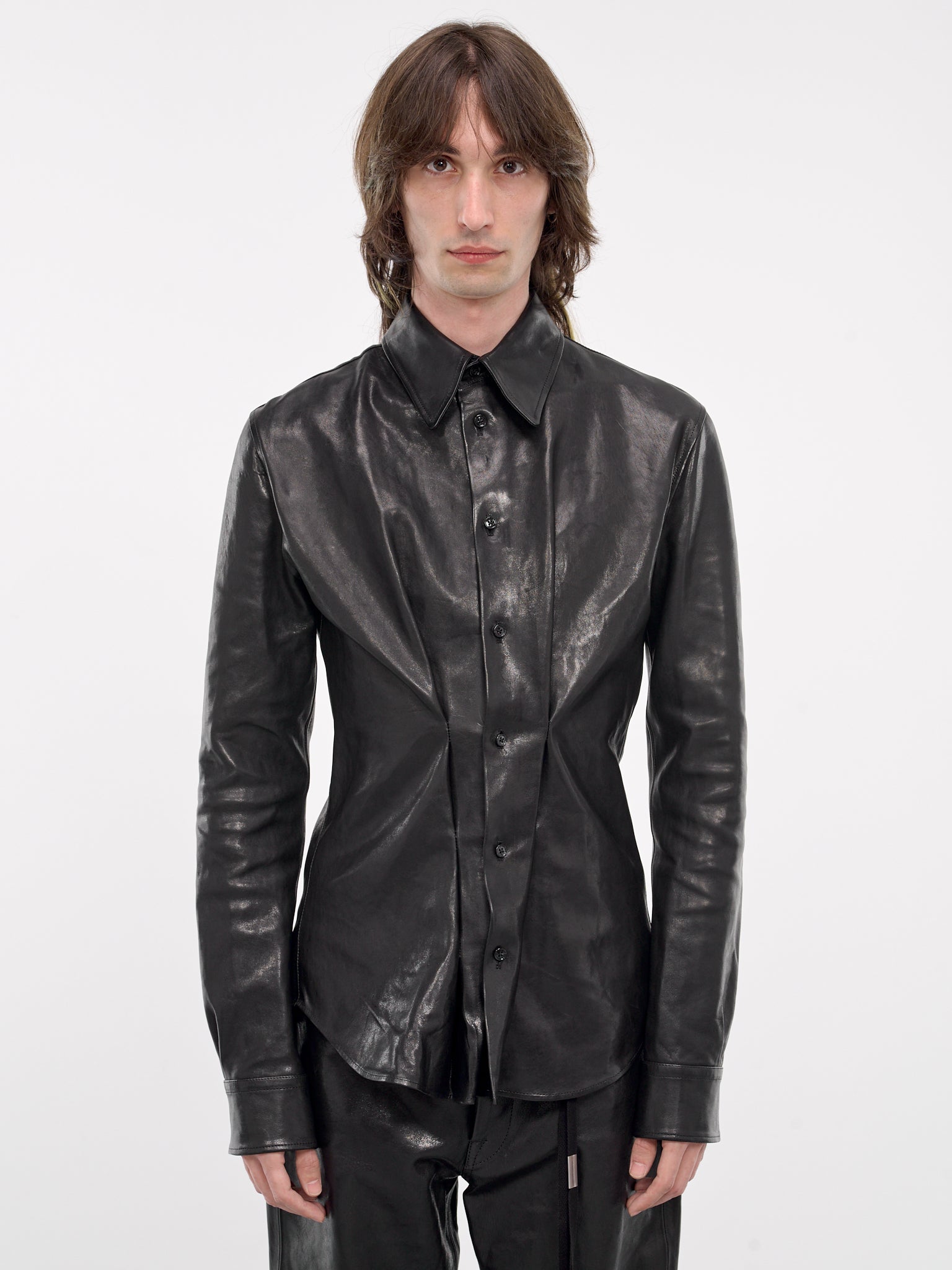 Thorben Leather Fitted Shirt (B0012084-LT137-BLACK)