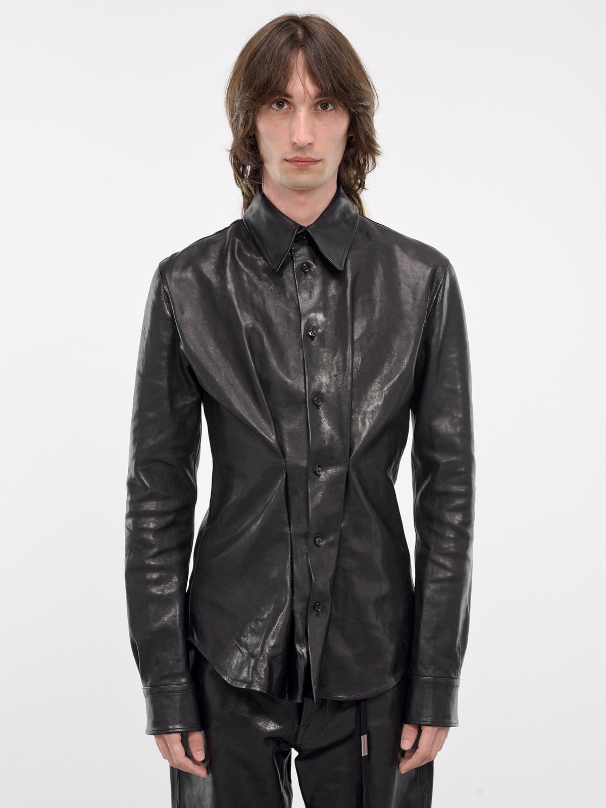 Thorben Leather Fitted Shirt (B0012084-LT137-BLACK)