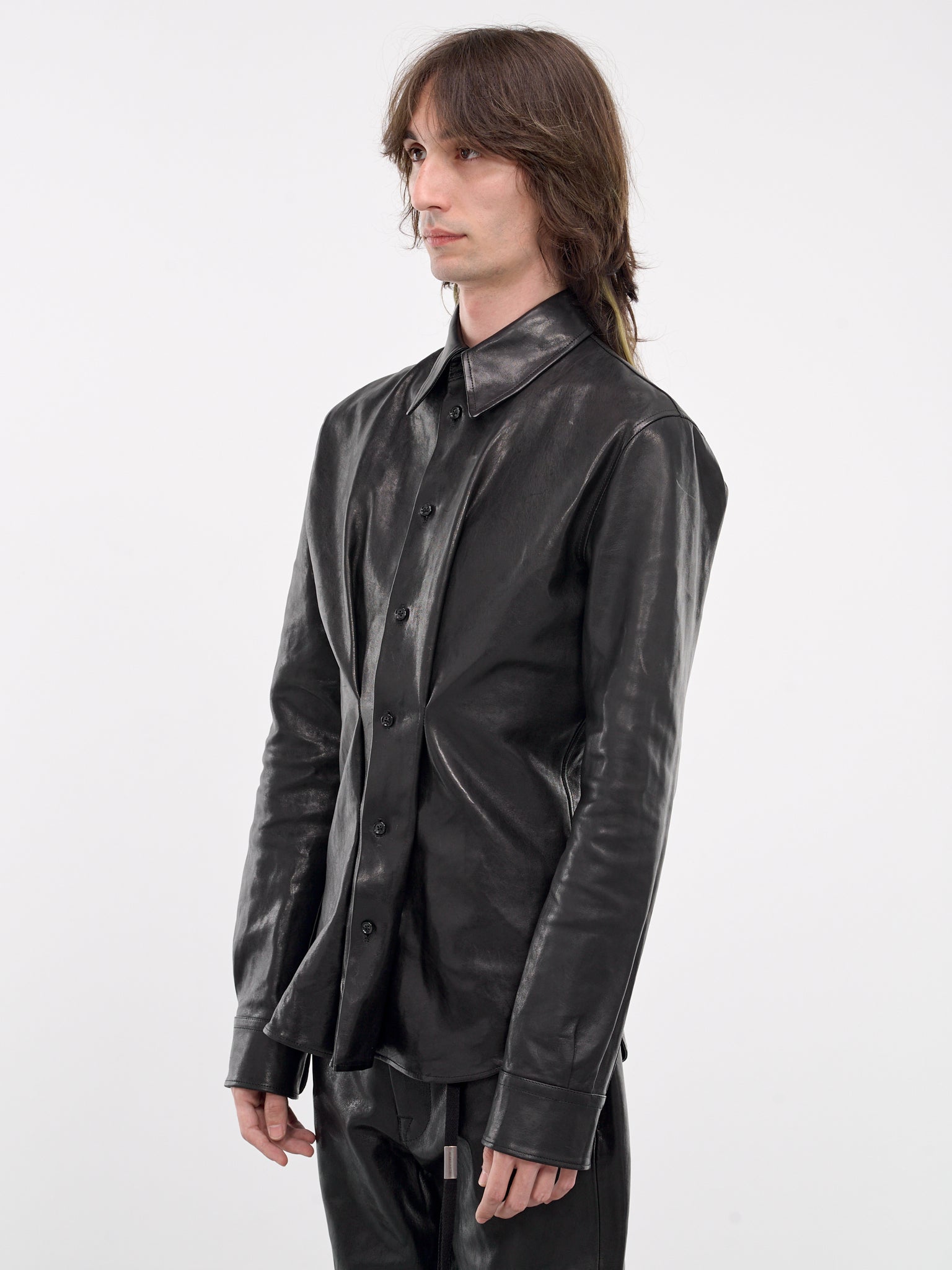 Thorben Leather Fitted Shirt (B0012084-LT137-BLACK)