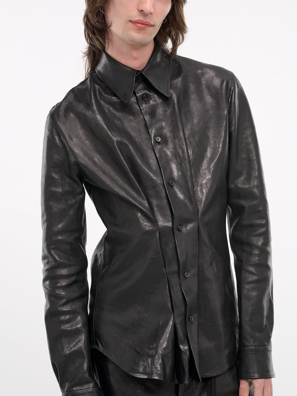 Thorben Leather Fitted Shirt (B0012084-LT137-BLACK)