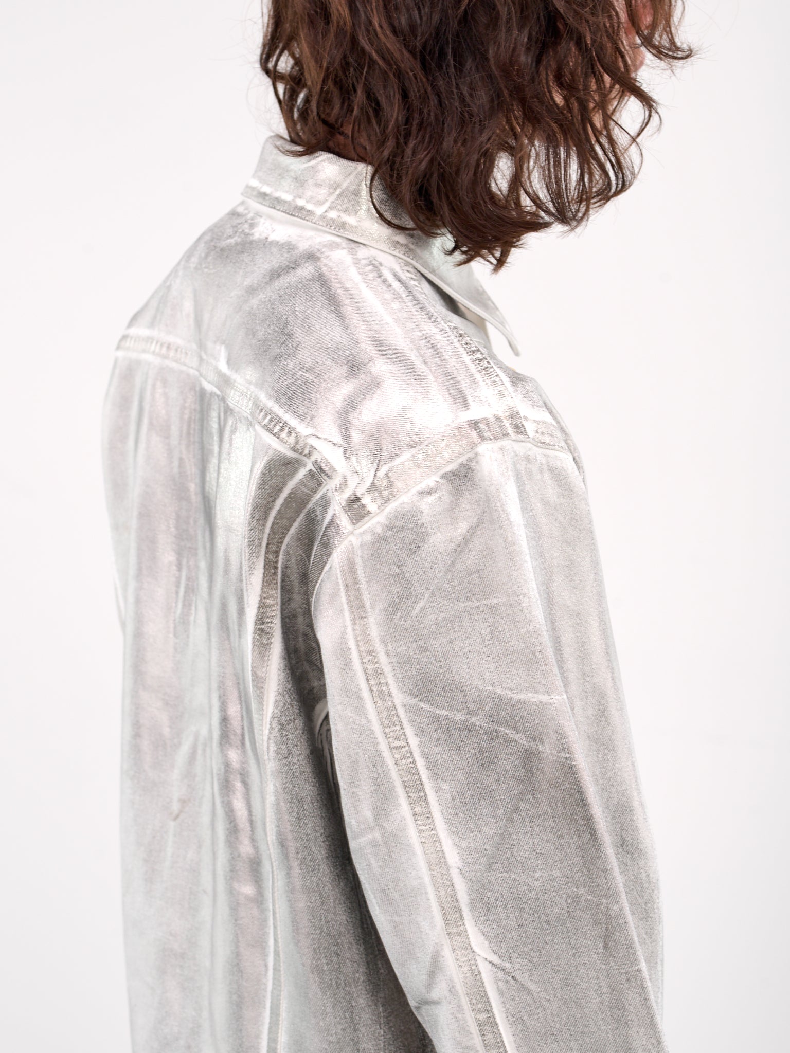 Reflective Patch Coated Jacket (B25K6BL003-SILVER)