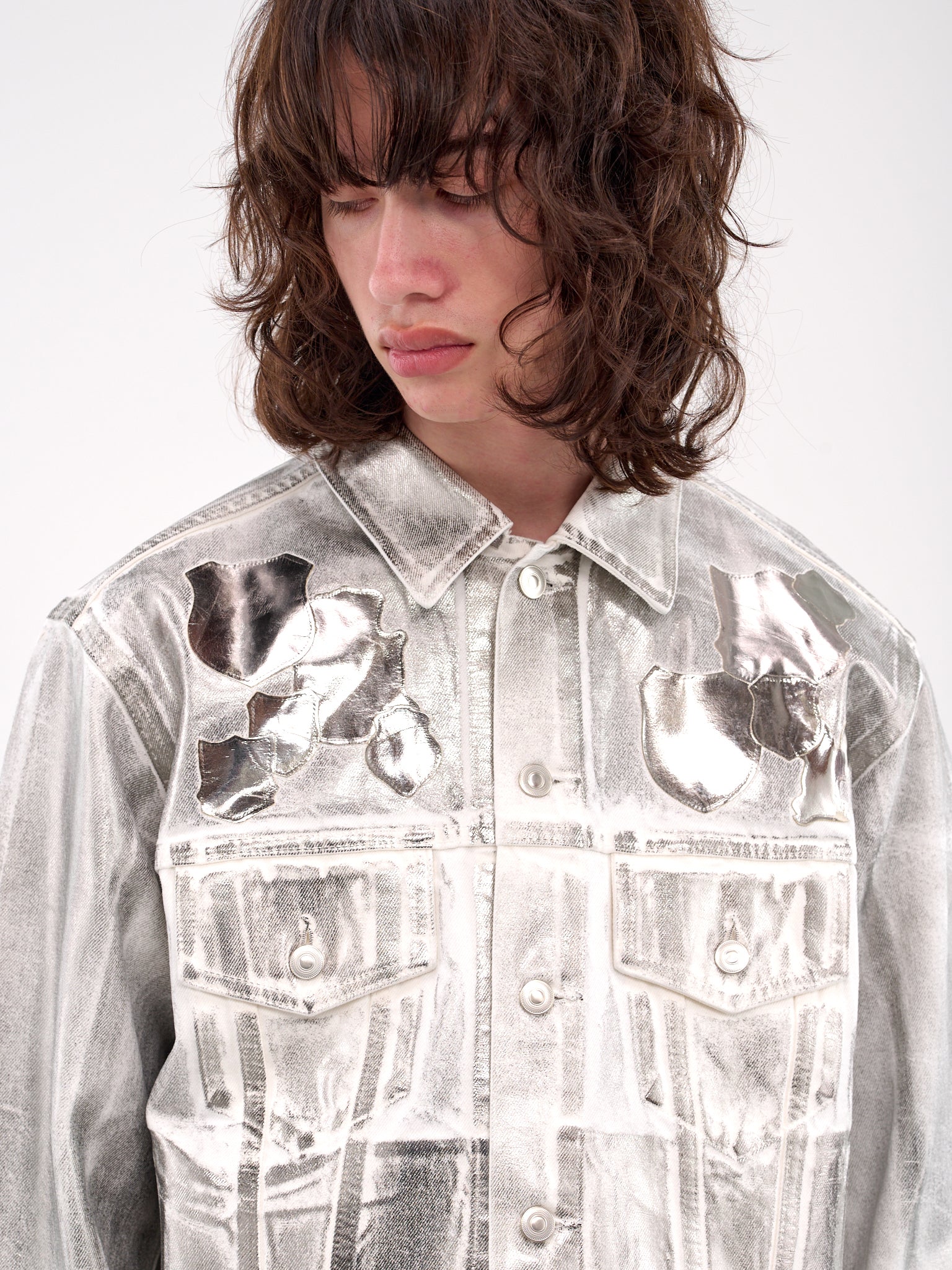 Reflective Patch Coated Jacket (B25K6BL003-SILVER)