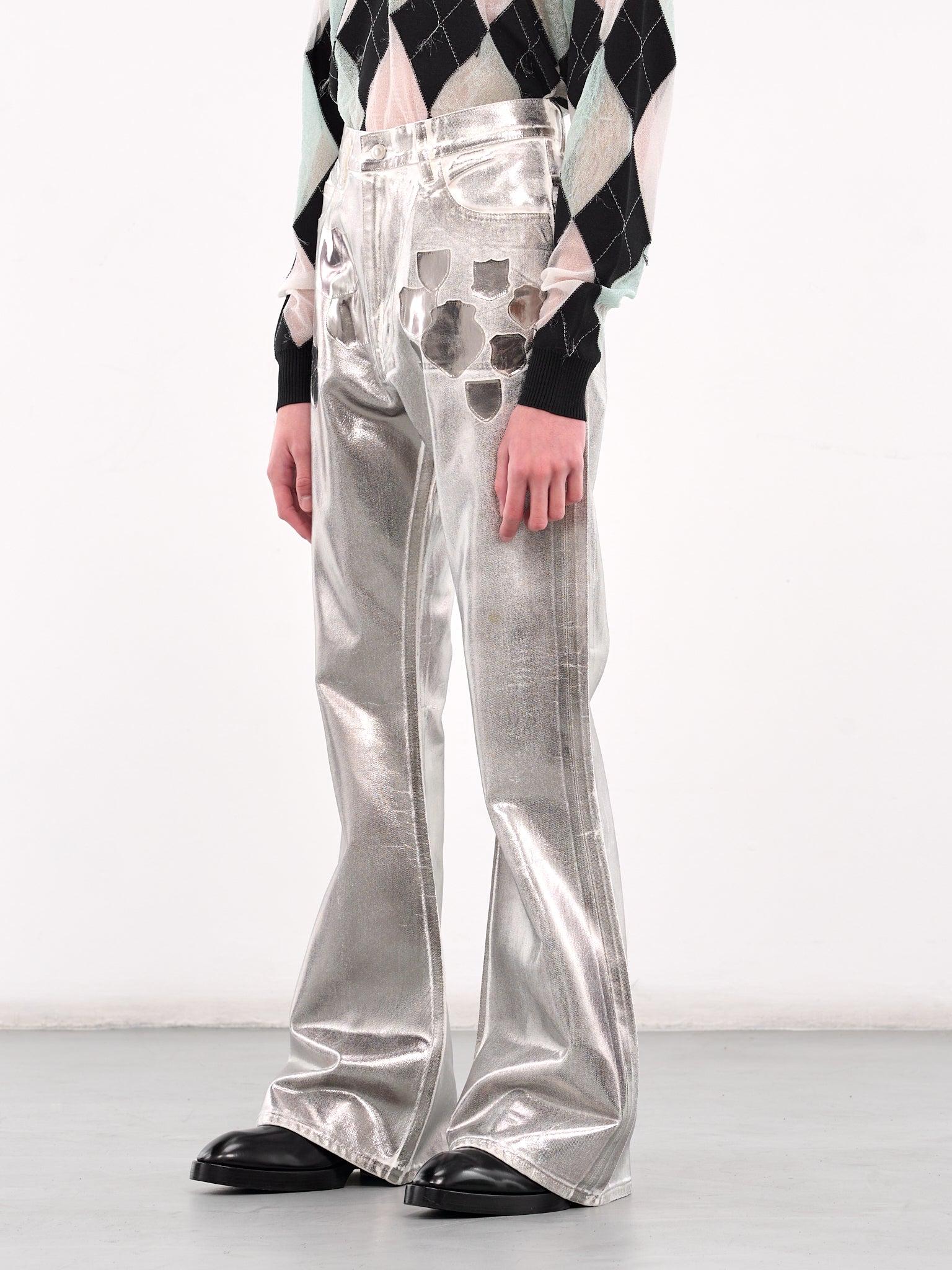 Reflective Patch Coated Trousers (B25K6PT006-SILVER)