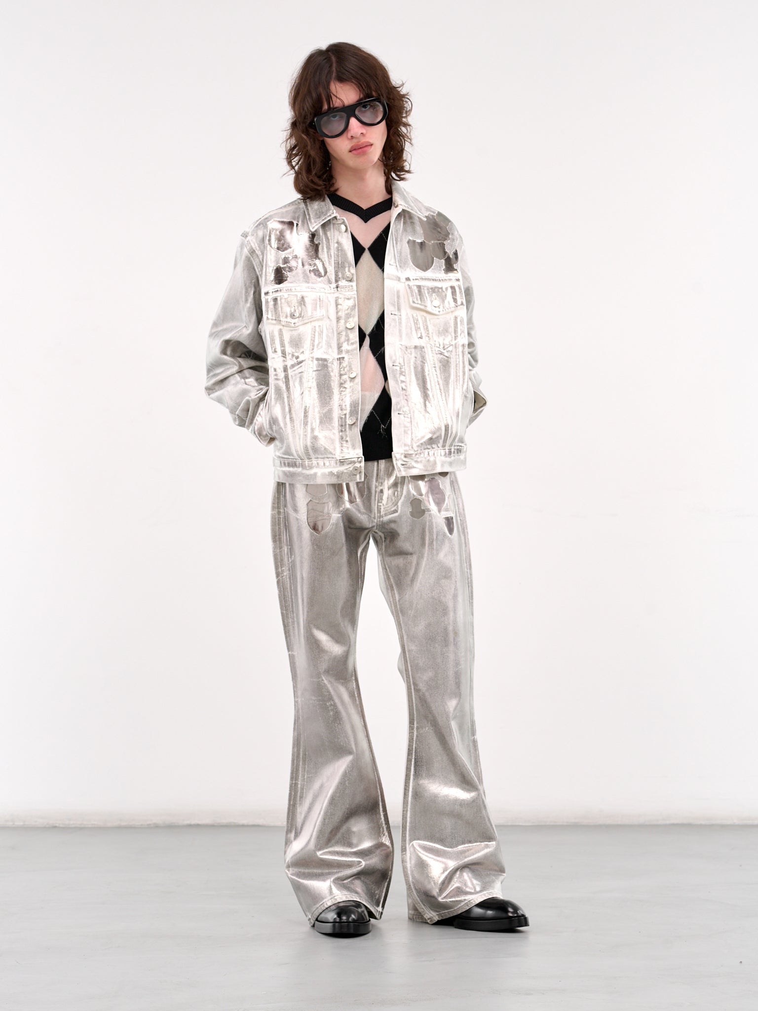 Reflective Patch Coated Trousers (B25K6PT006-SILVER)