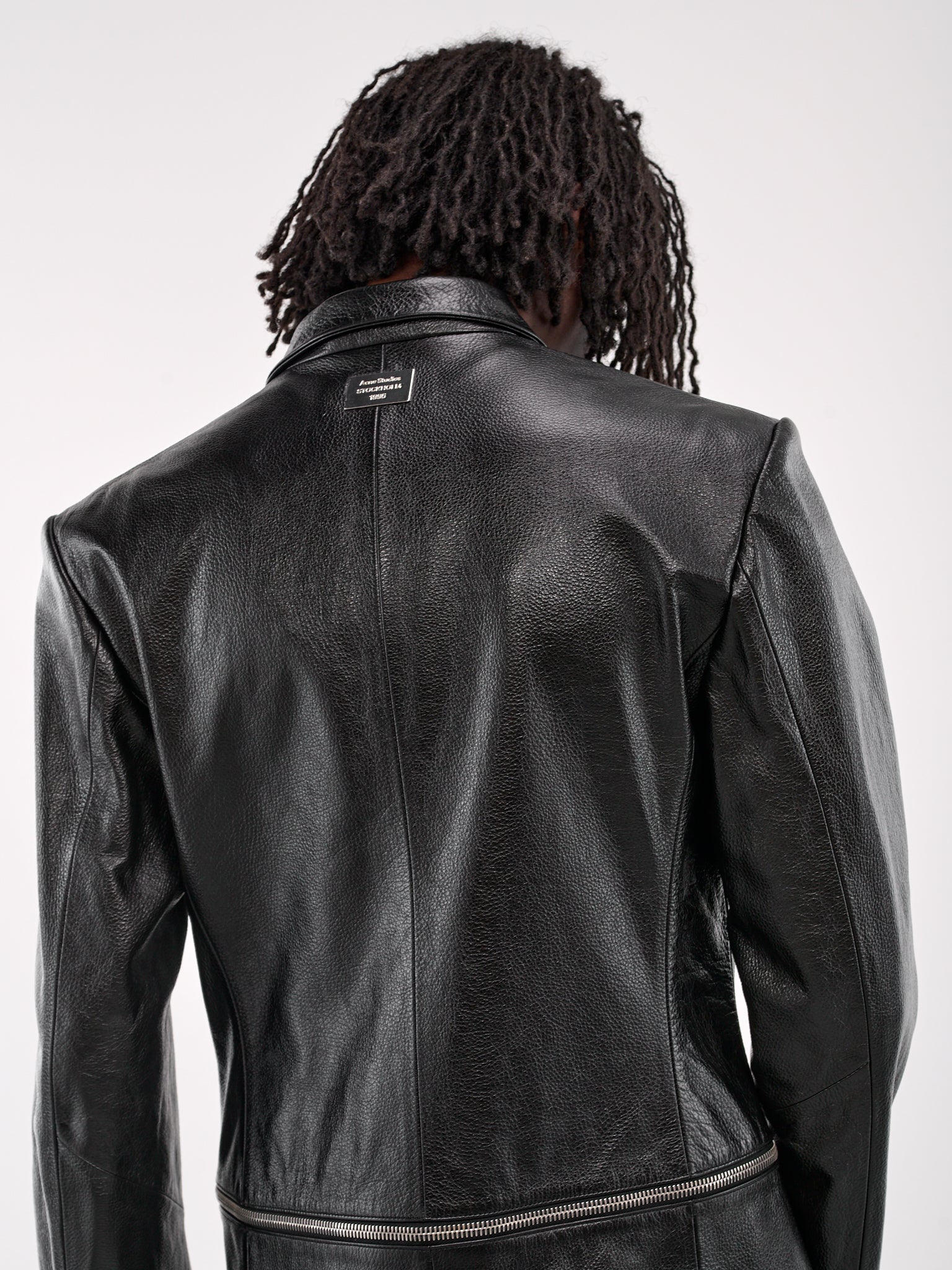 Single-Breasted Leather Coat (B70155-BLACK)