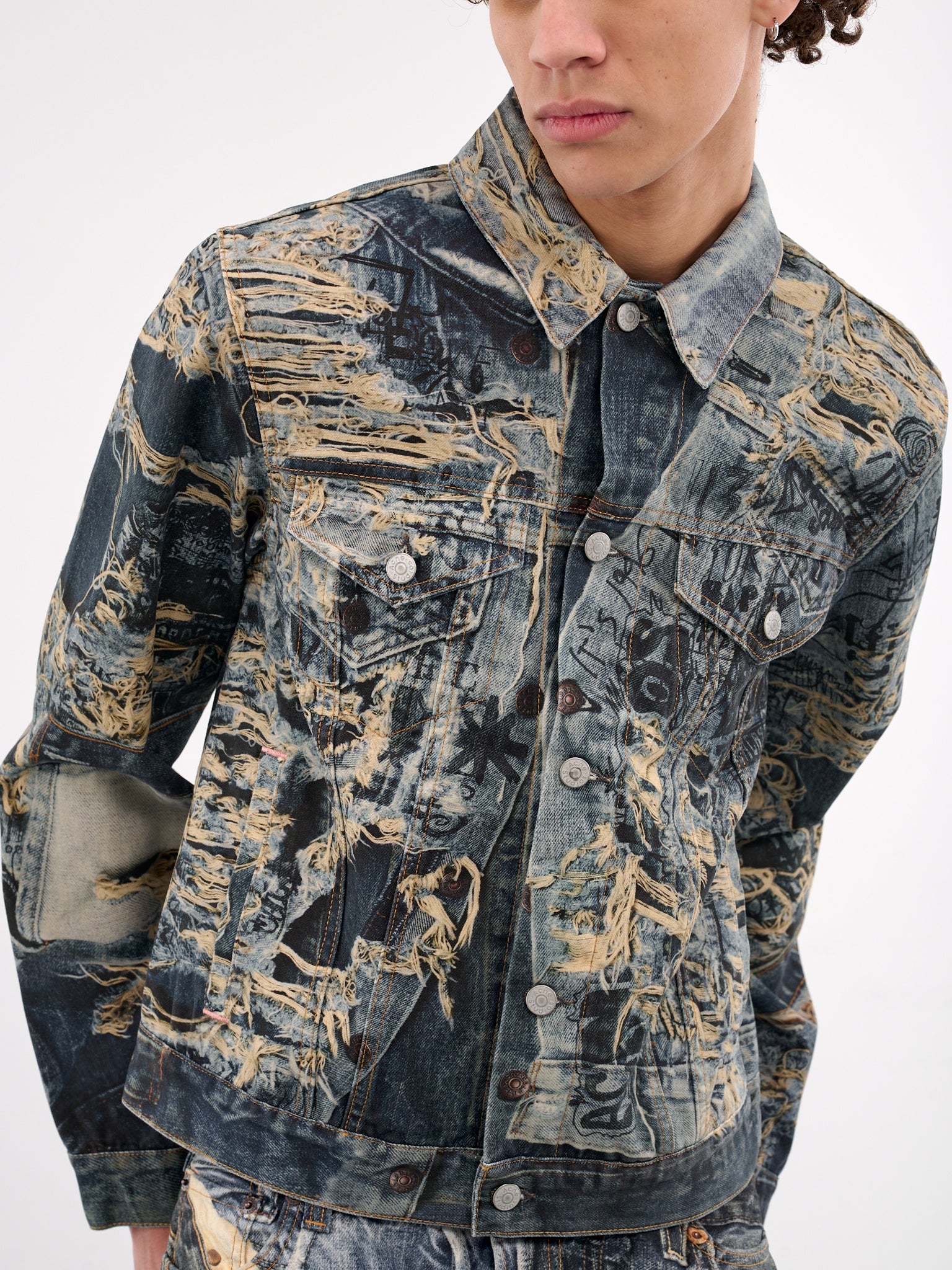 Scribble Denim Jacket (B90809-MID-BLUE)