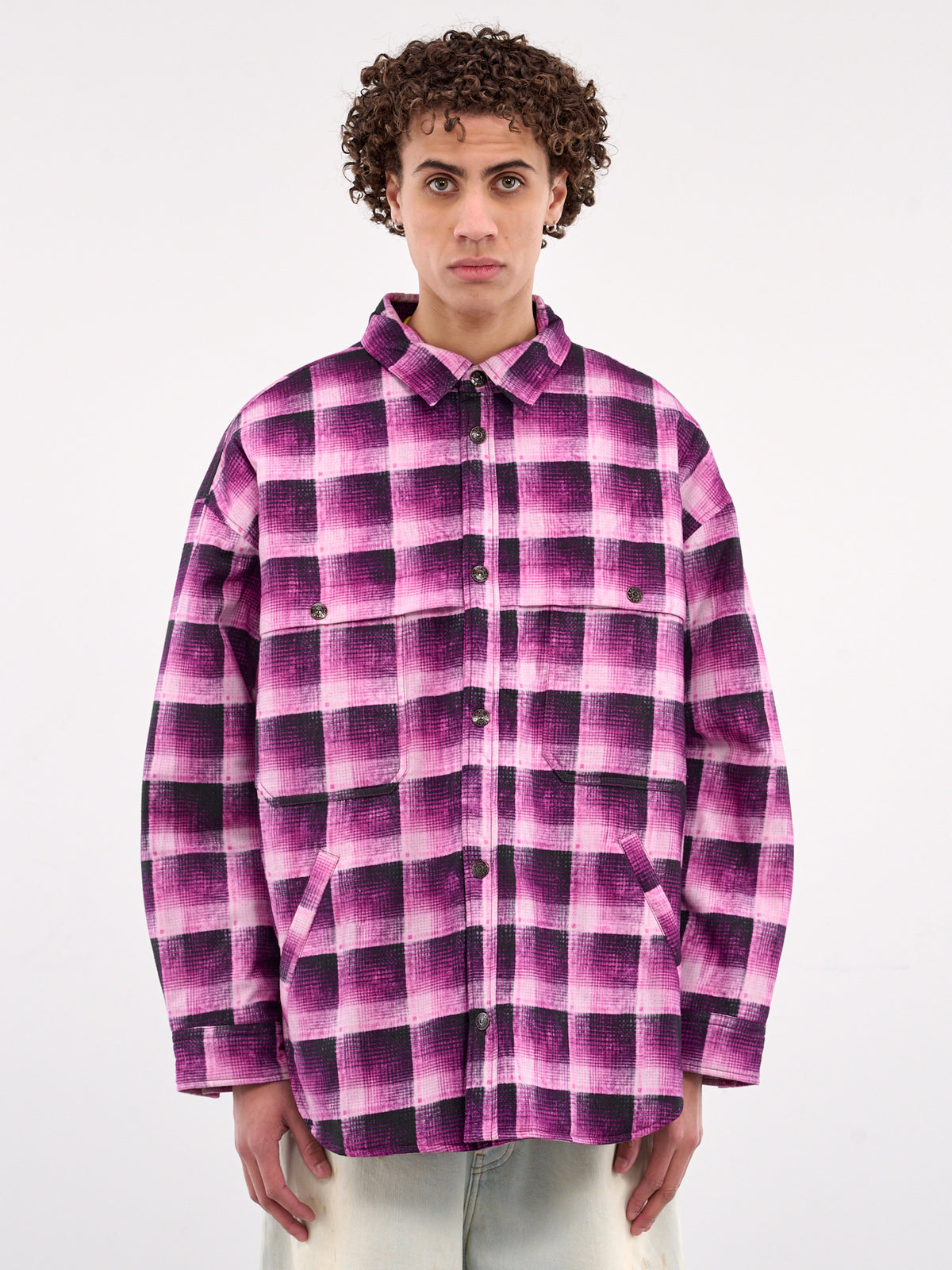 Check Button-Up Shirt (B90814-PINK)