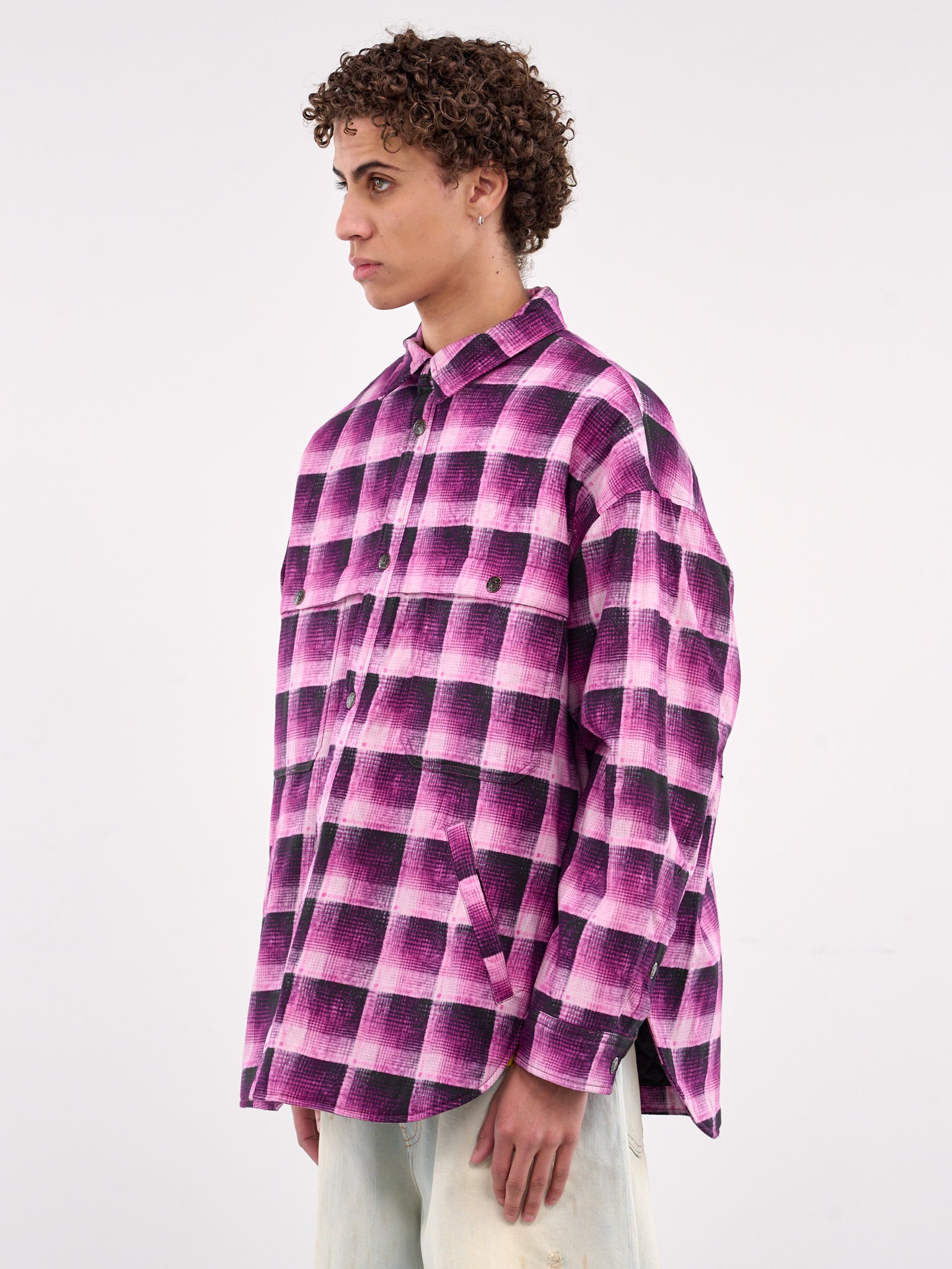 Check Button-Up Shirt (B90814-PINK)