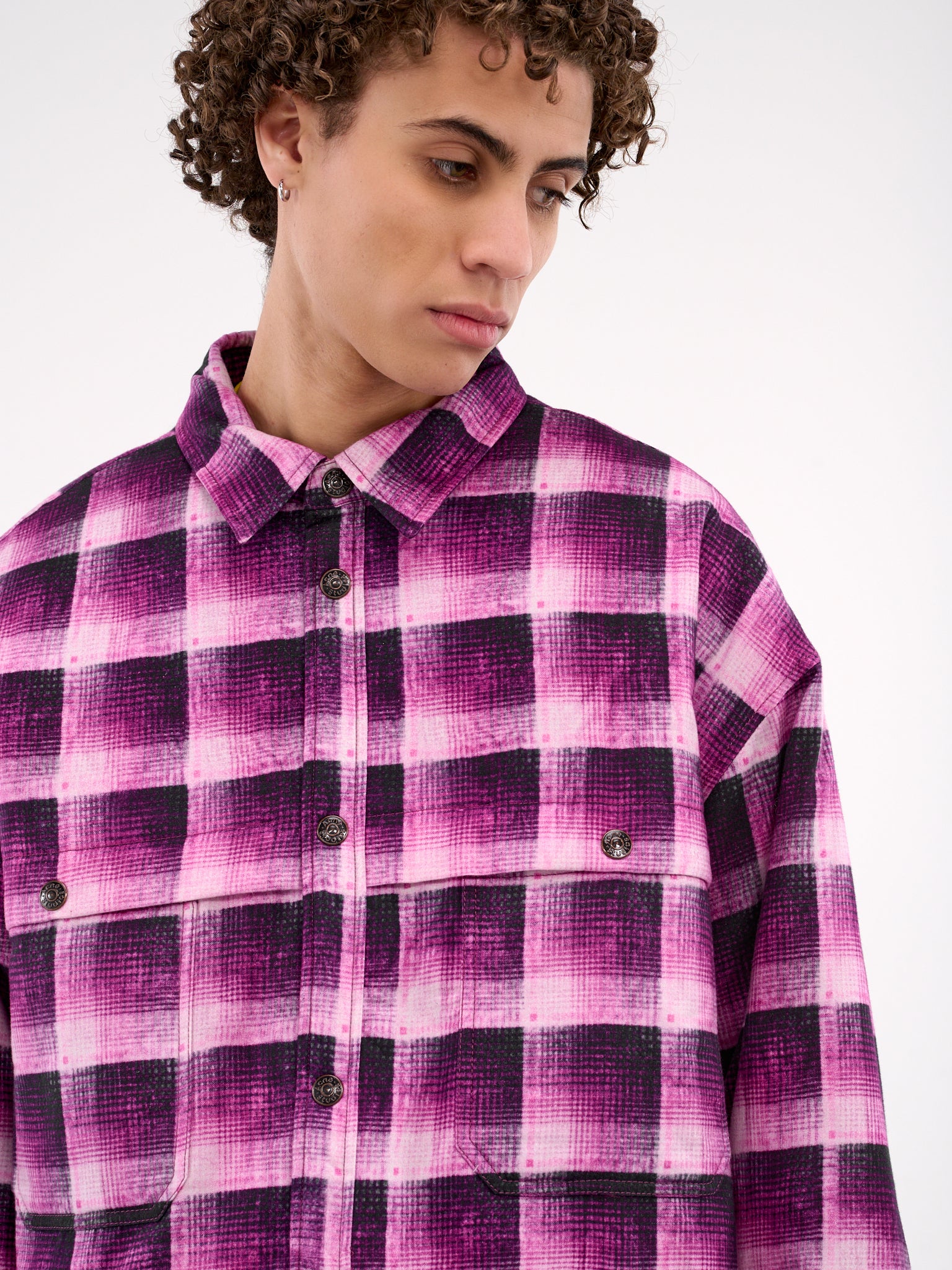 Check Button-Up Shirt (B90814-PINK)