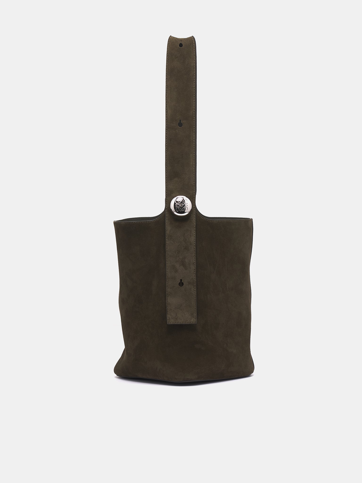 Large Suede Pebble Bucket Bag (BANBBBHX01-DARK-OLIVE)