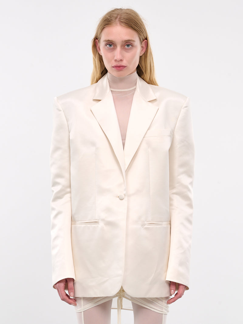 Oversized Satin Blazer (BL01BL-PEARL-WHITE)