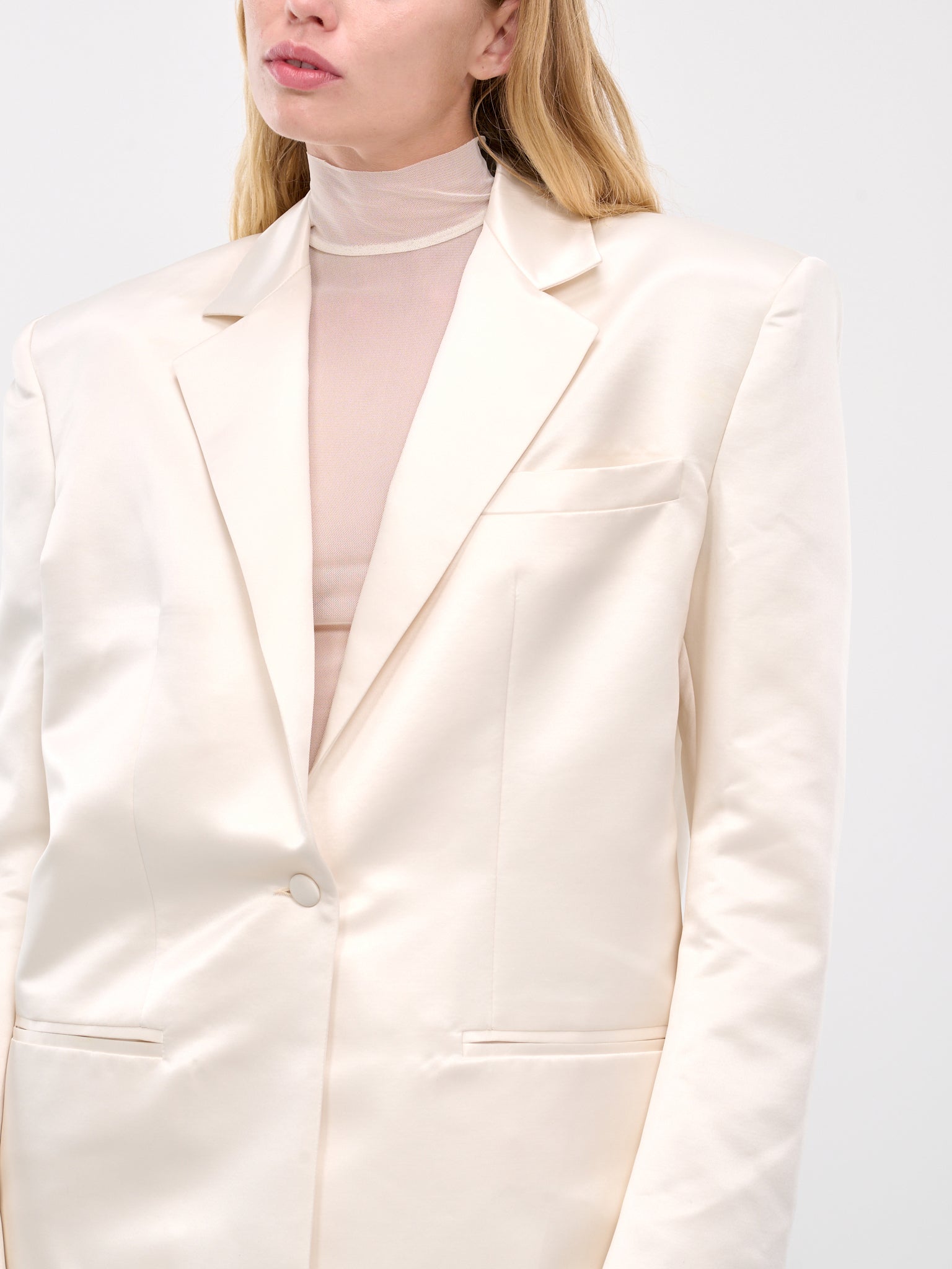 Oversized Satin Blazer (BL01BL-PEARL-WHITE)