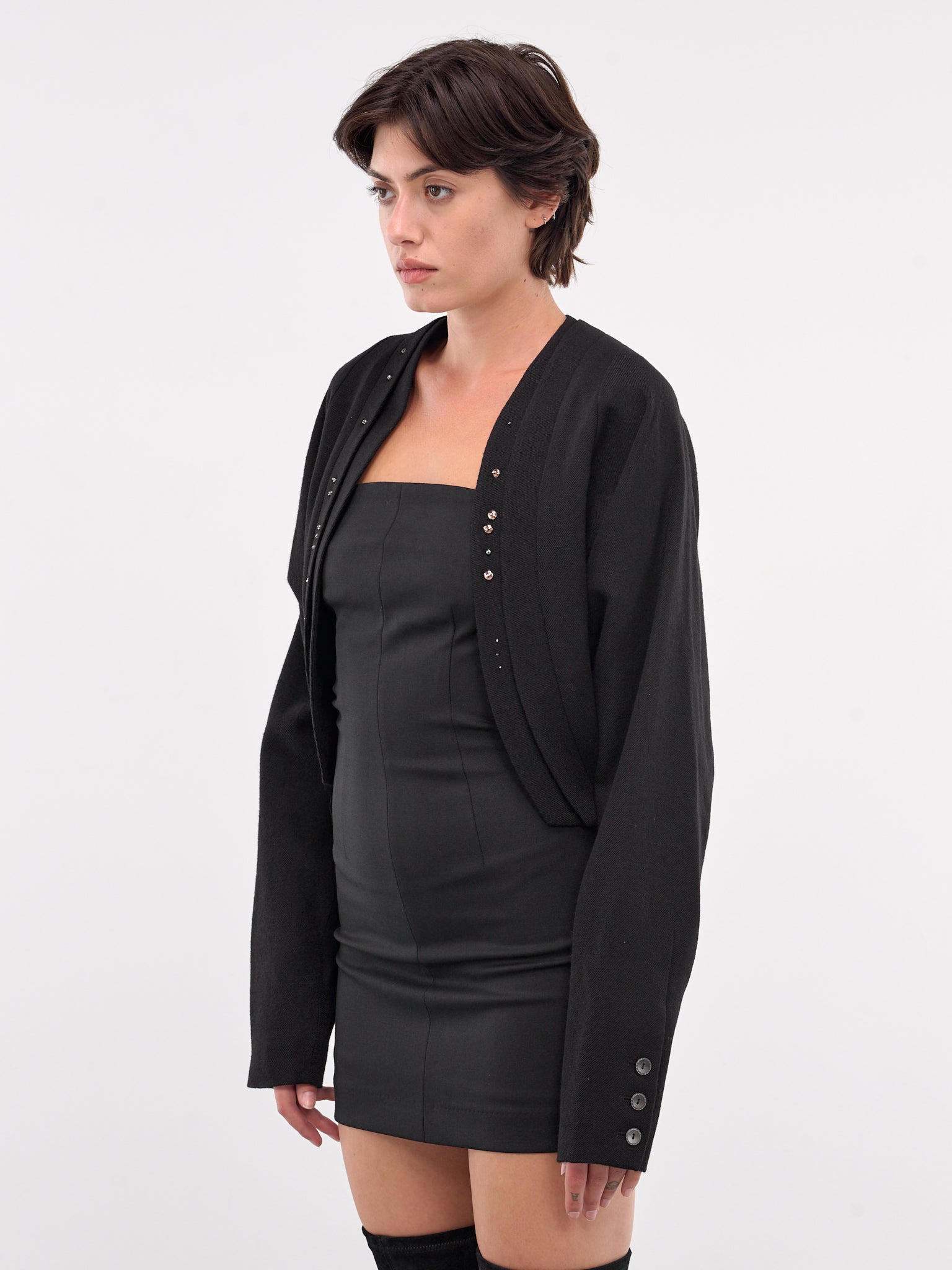 Beaded Silver Charm Blouson (BL1K-BLACK-F24)