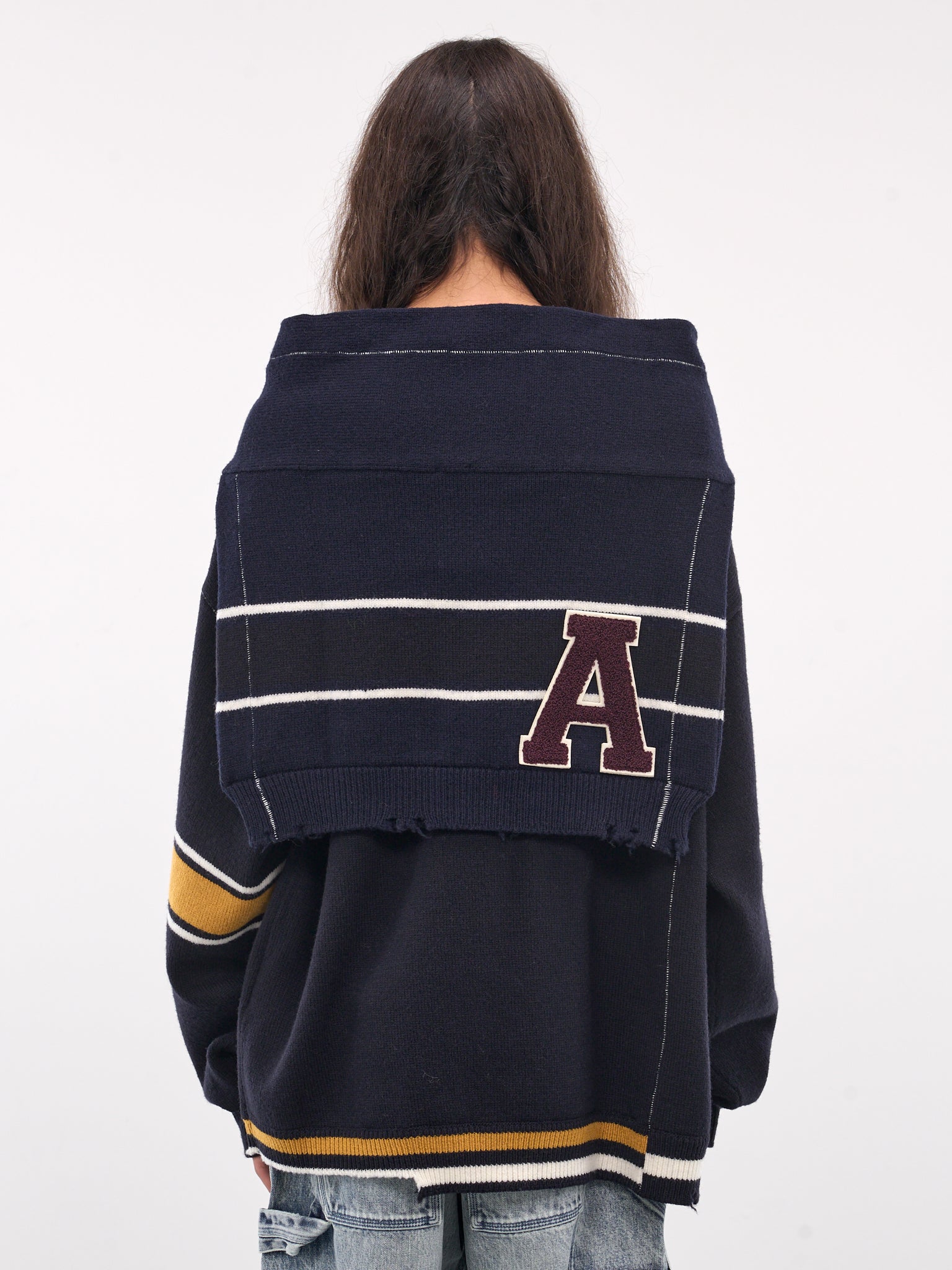 Knit Sweater Scarf (BMMA002-KNI001-NAVY-BROWN)