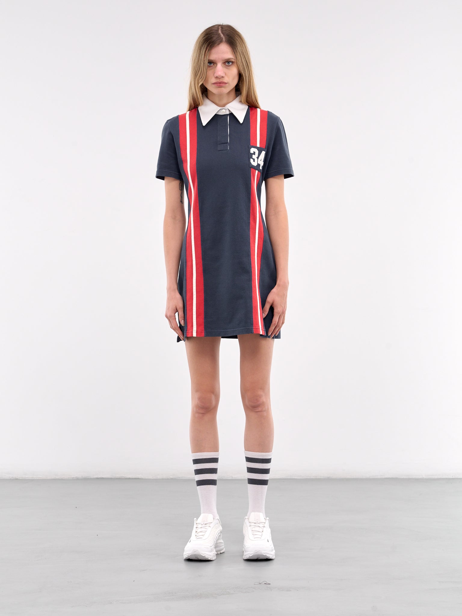 Striped Rugby Dress (BWDE001-JER001-BLUE-HAUTE-RED)