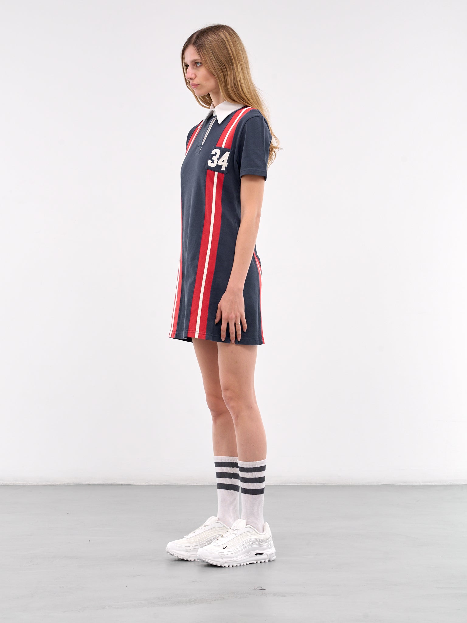 Striped Rugby Dress (BWDE001-JER001-BLUE-HAUTE-RED)