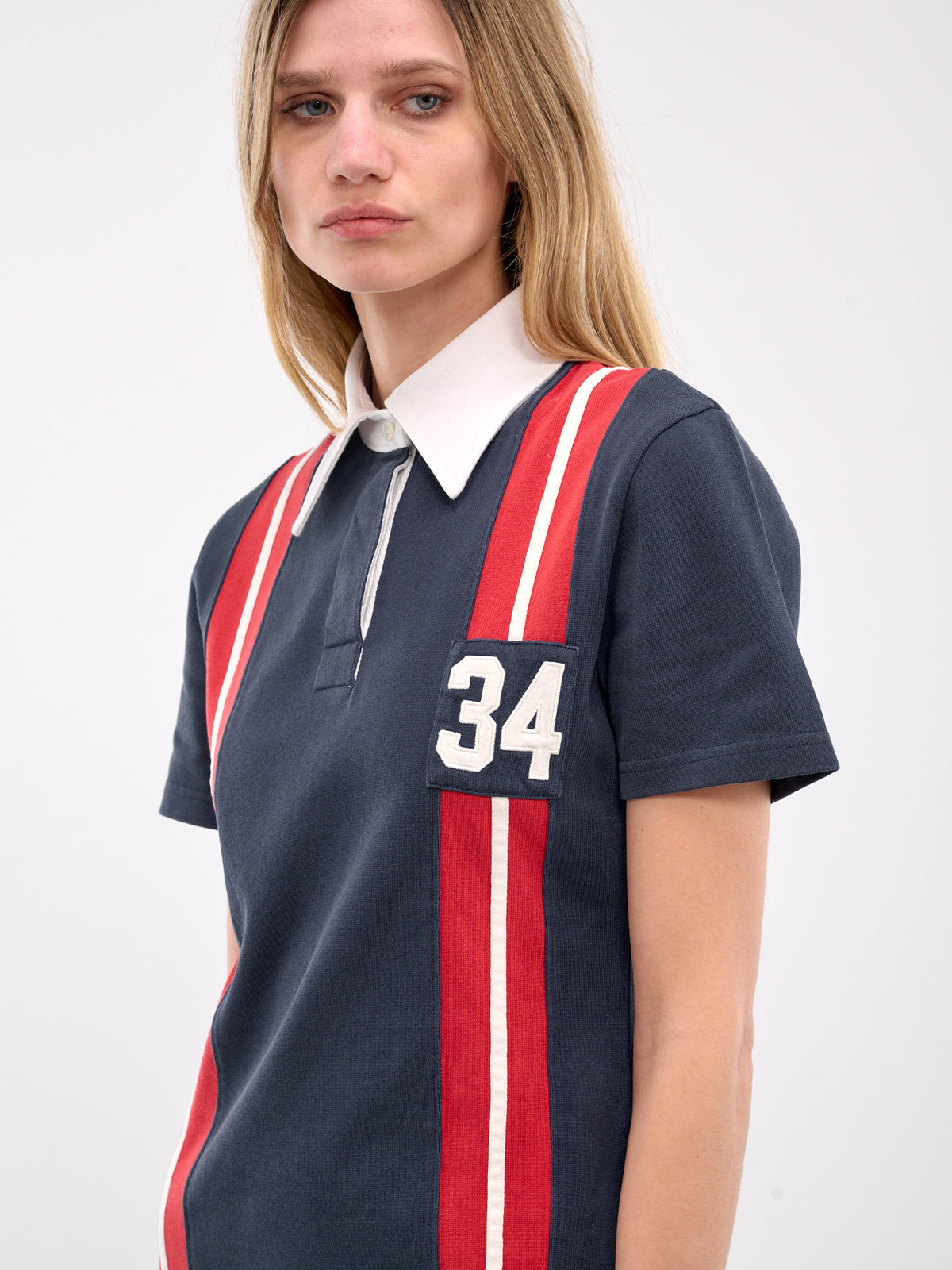 Striped Rugby Dress (BWDE001-JER001-BLUE-HAUTE-RED)