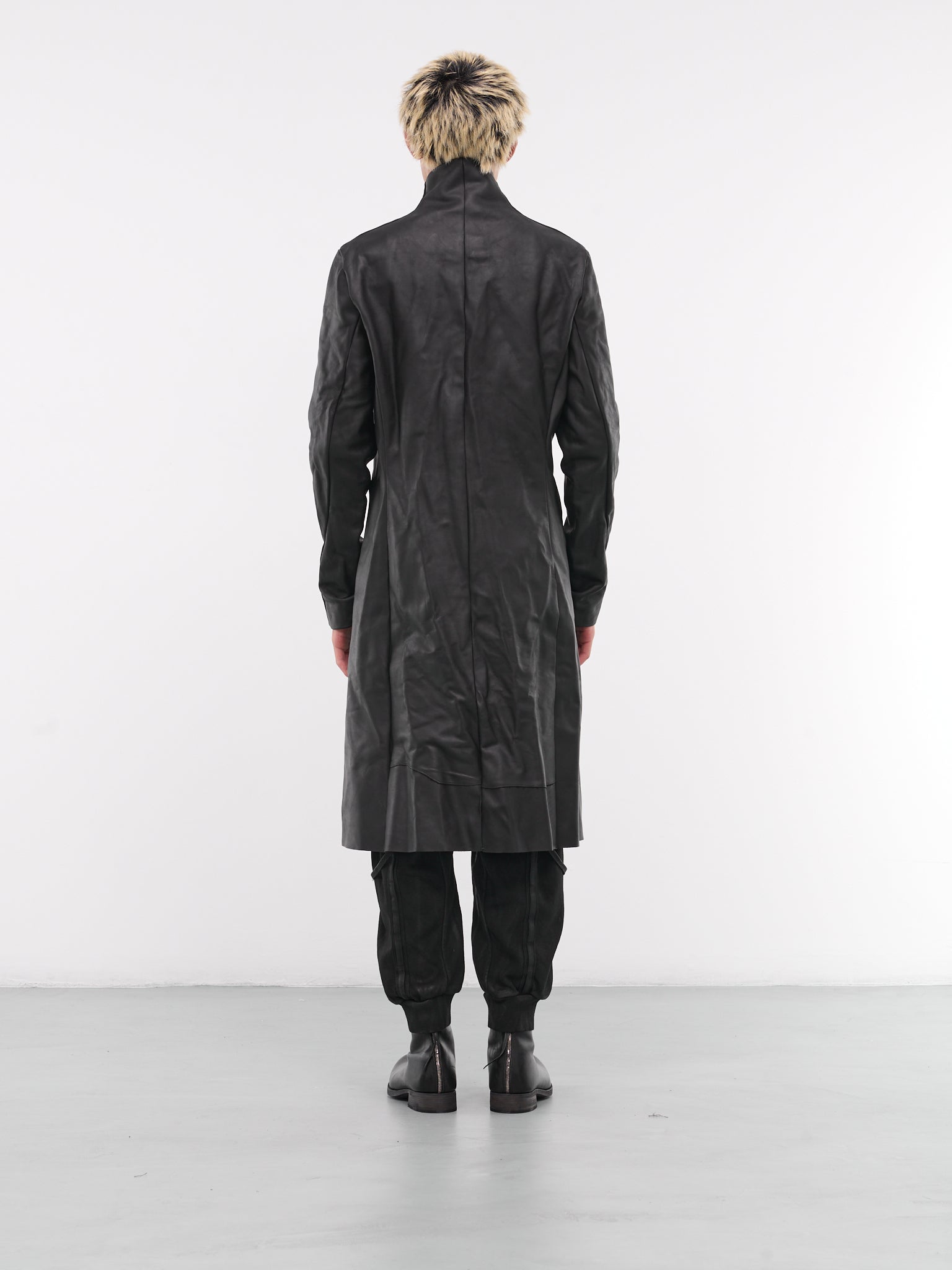 Stand Collar Leather Coat (C125Z-VA-1-0-BLACK)